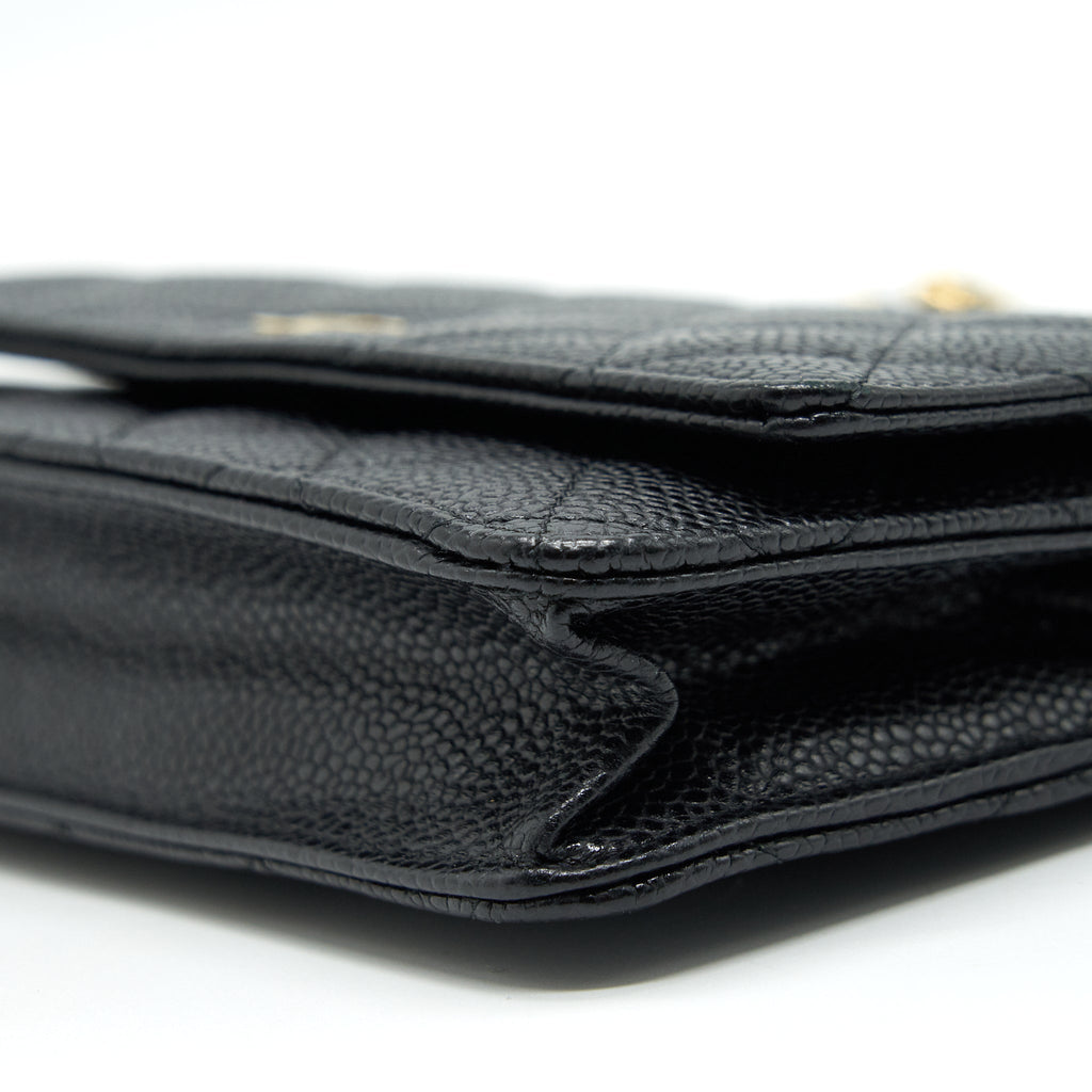 Chanel Caviar Wallet On Chain Black