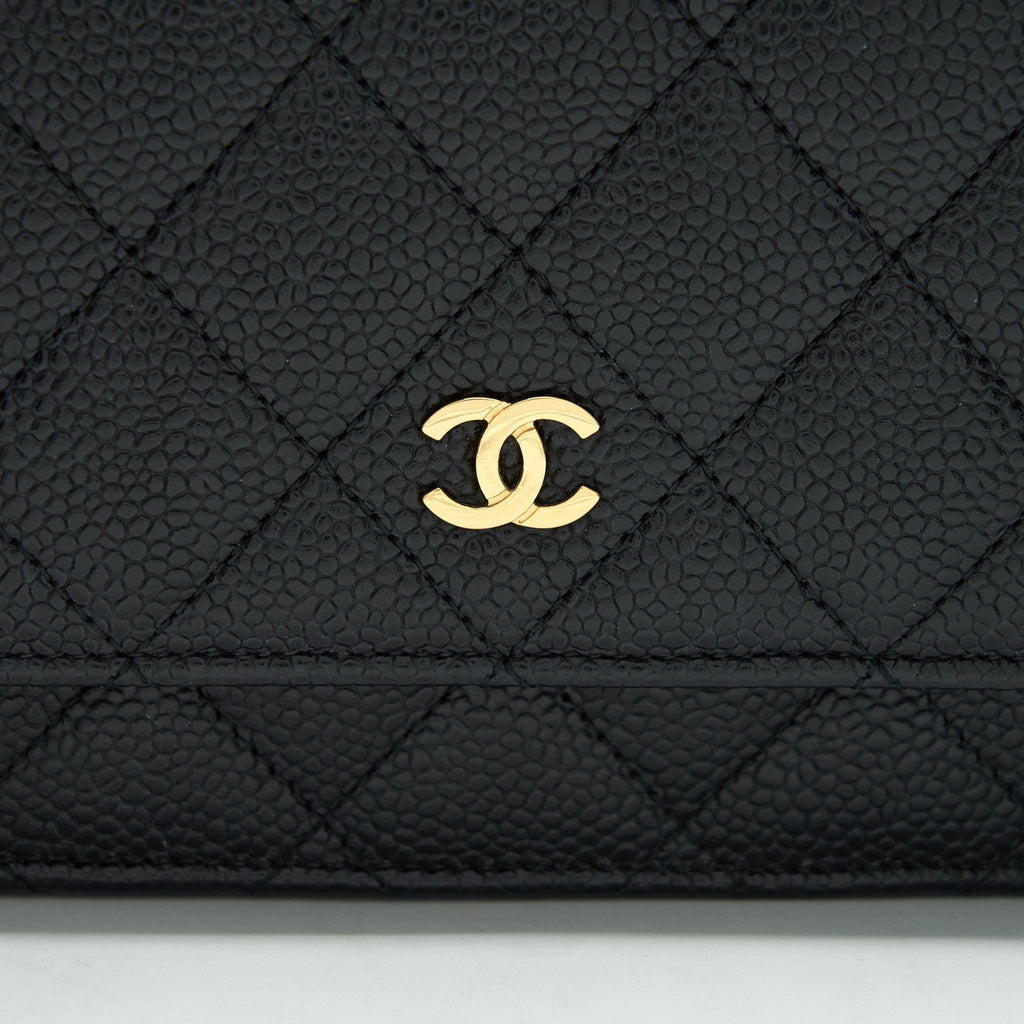 Chanel Caviar Wallet On Chain Black