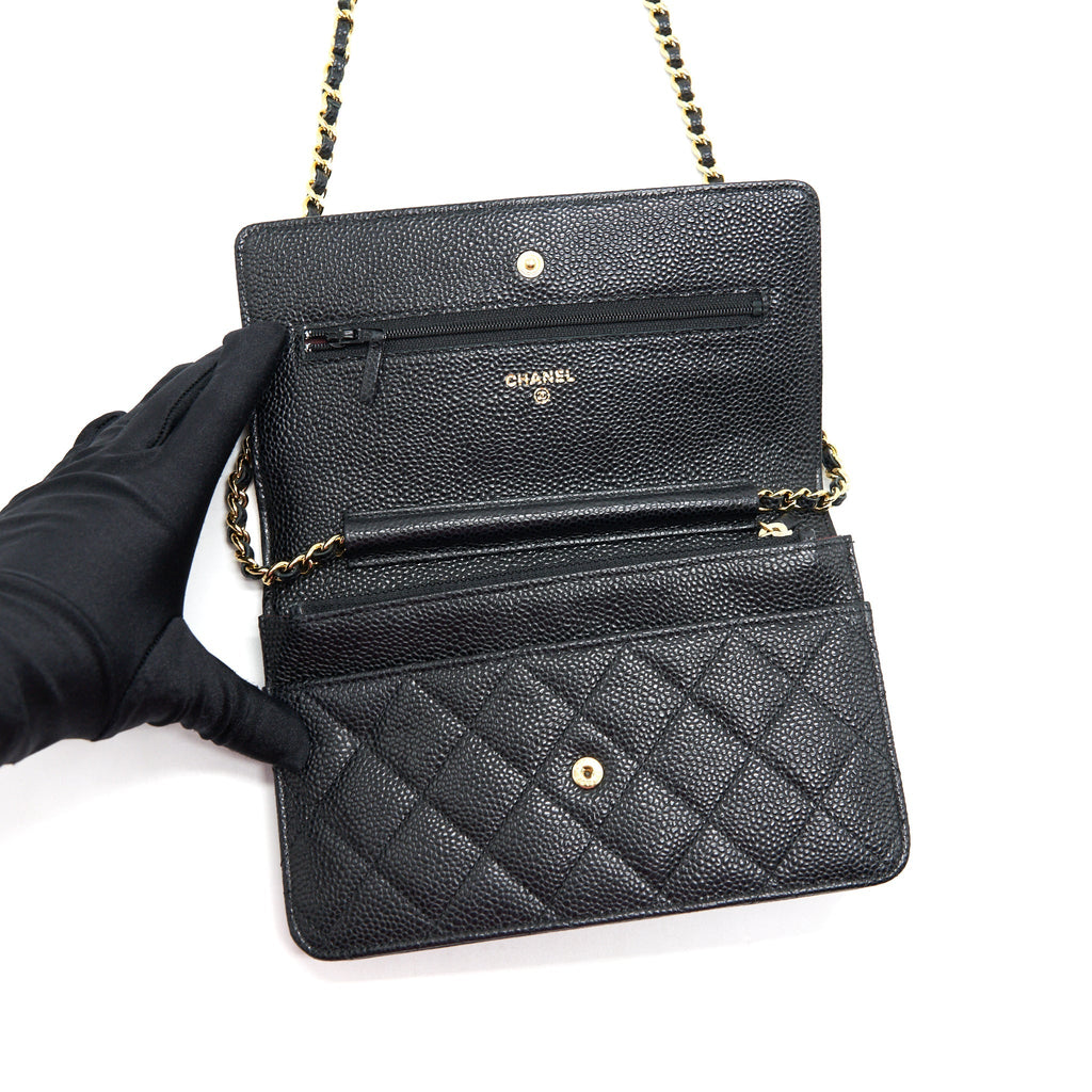 Chanel Caviar Wallet On Chain Black