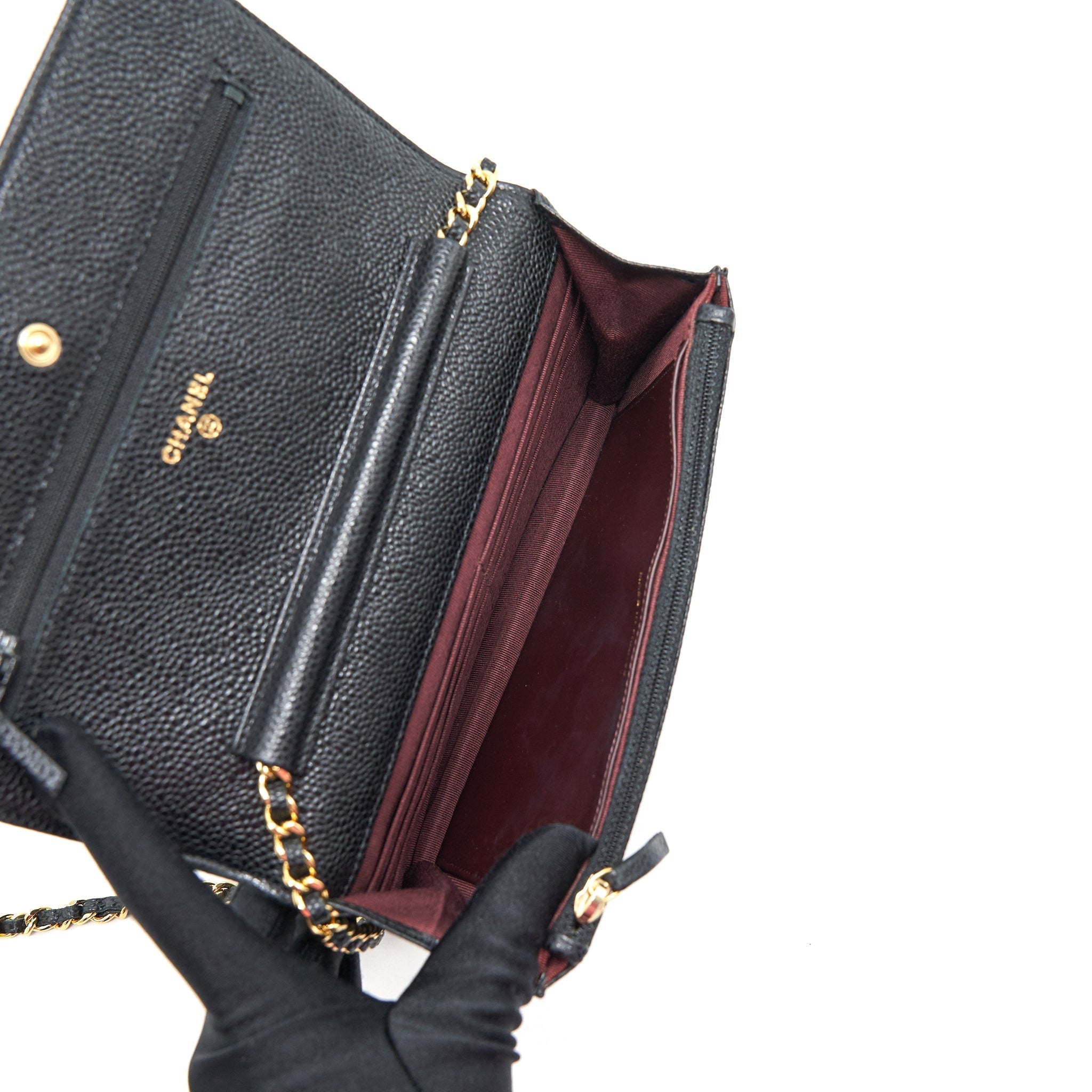 Chanel Caviar Wallet On Chain Black