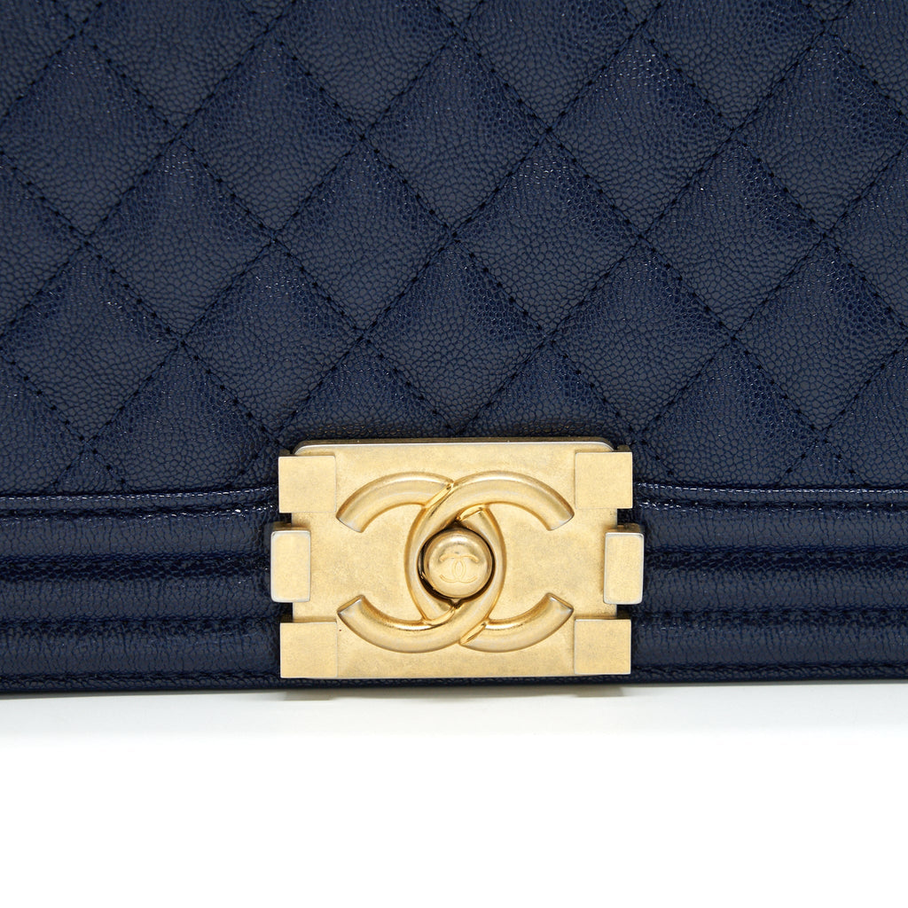 Chanel Boy Chanel Old Medium Caviar Navy with