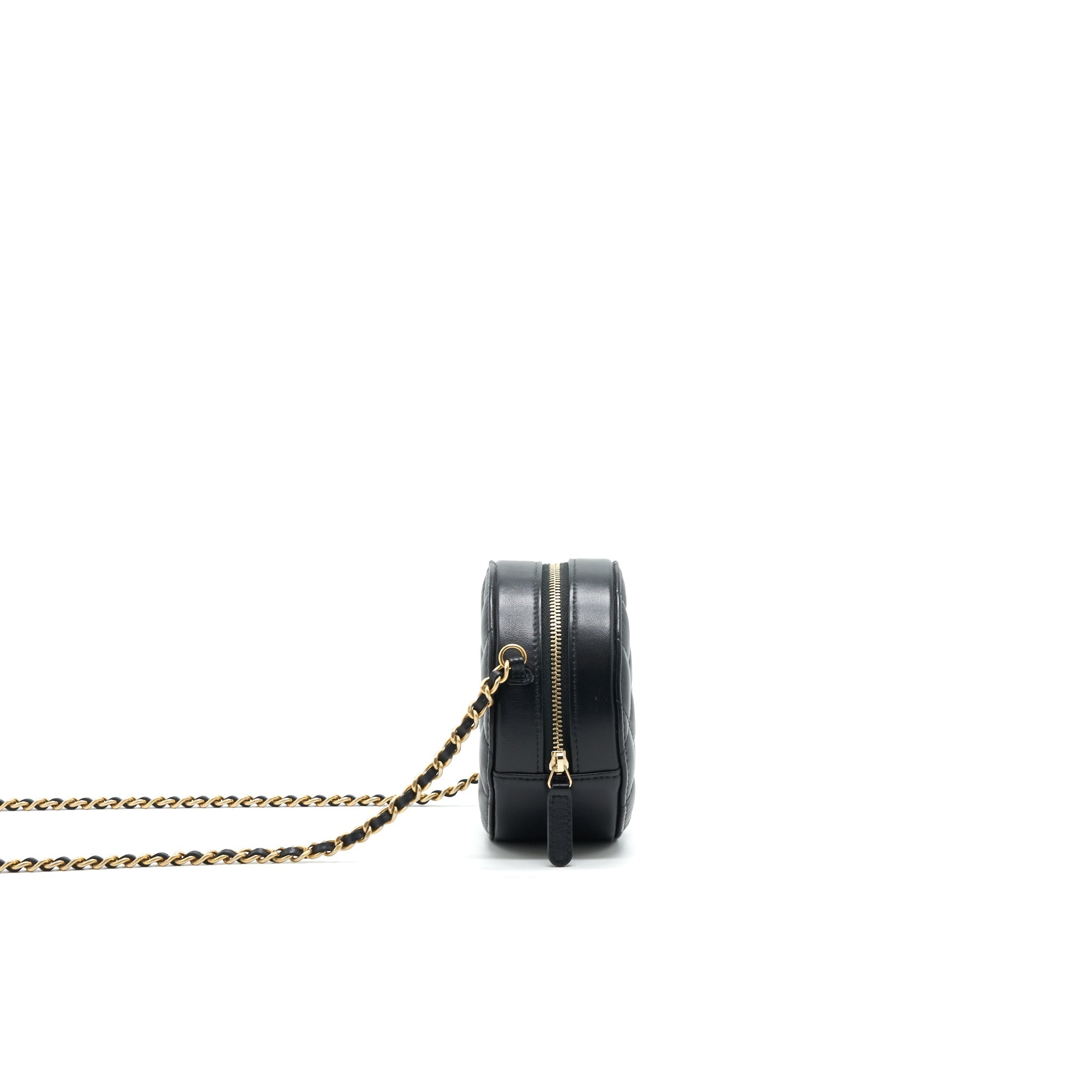Chanel Round Clutch with Chain Black Brushed