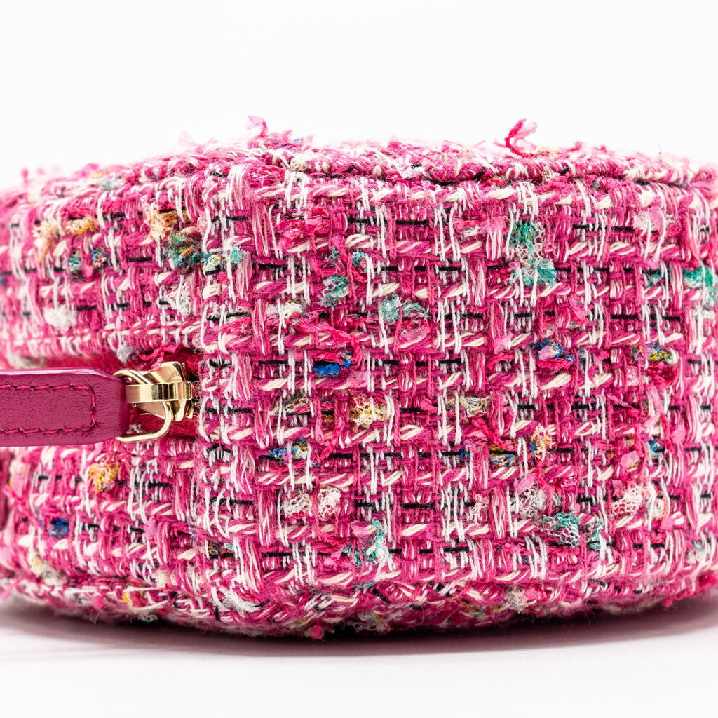 Chanel Round Clutch with Chain Tweed Pink/Multicolour L