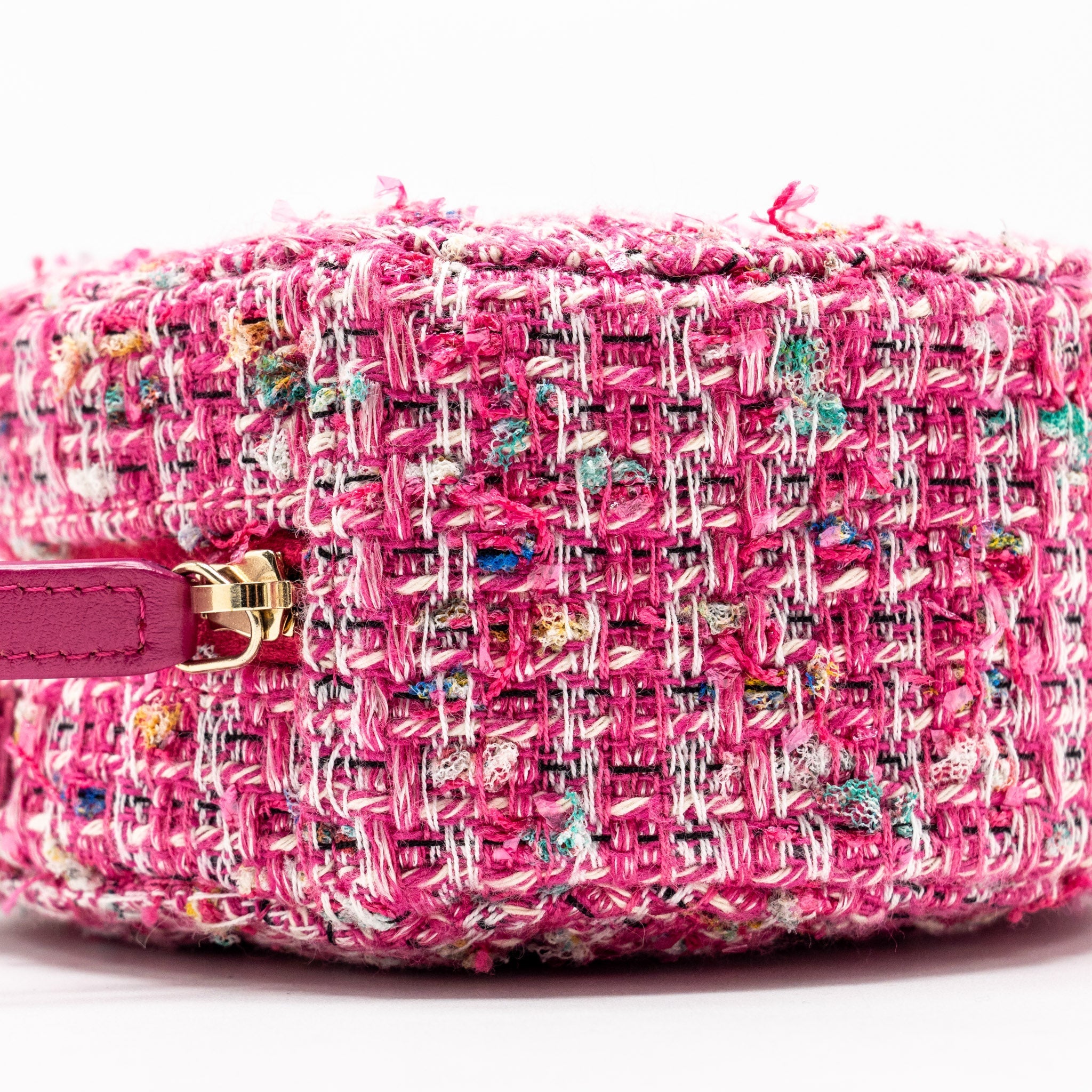 Chanel Round Clutch with Chain Tweed Pink/Multicolour L