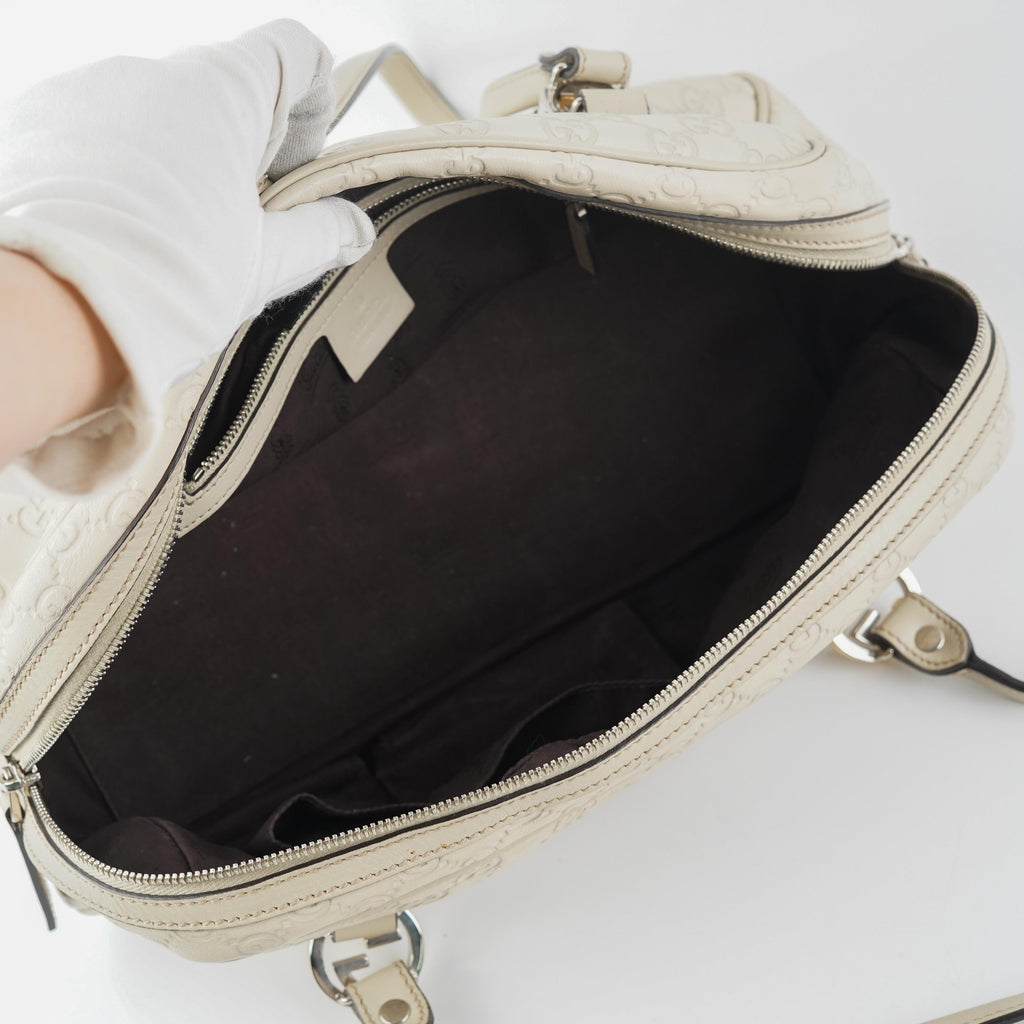 Gucci Guccissima Twin Shoulder Bag Off-White