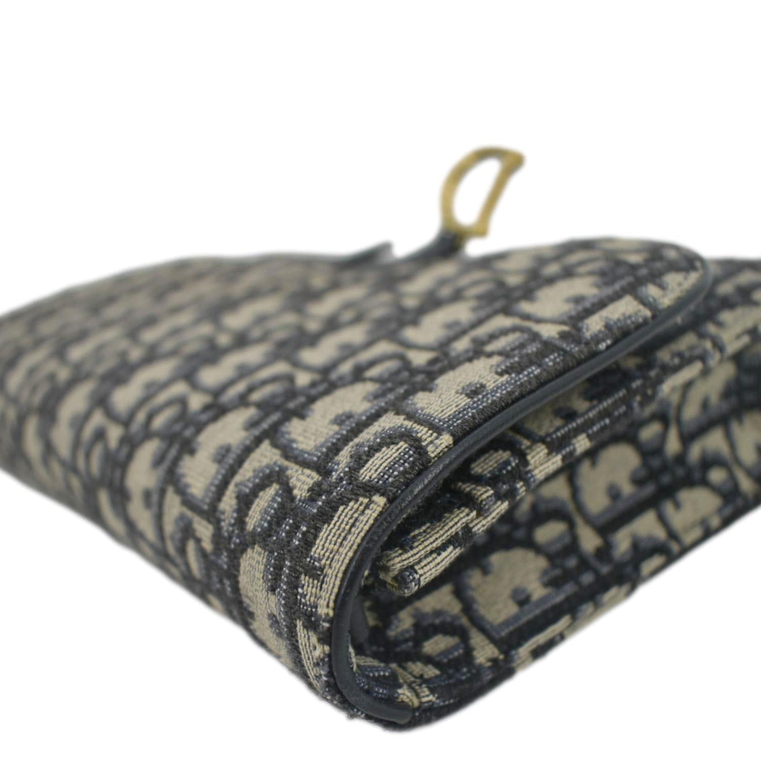 CHRISTIAN DIOR Saddle Oblique Jacquard Pouch Crossbody Bag Navy Blue