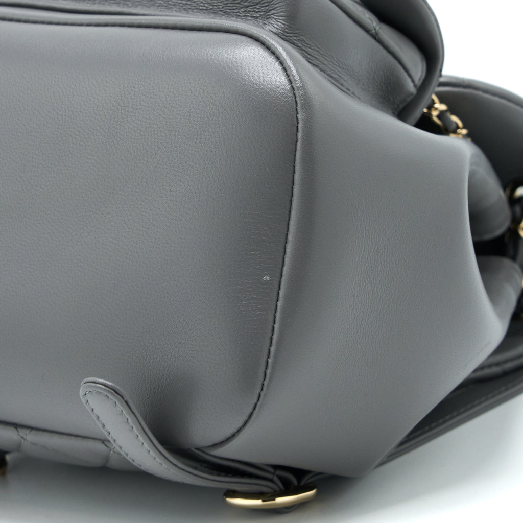 Chanel 22A Mimi Duma Backpack Lambskin Dark Grey L (Microchip)