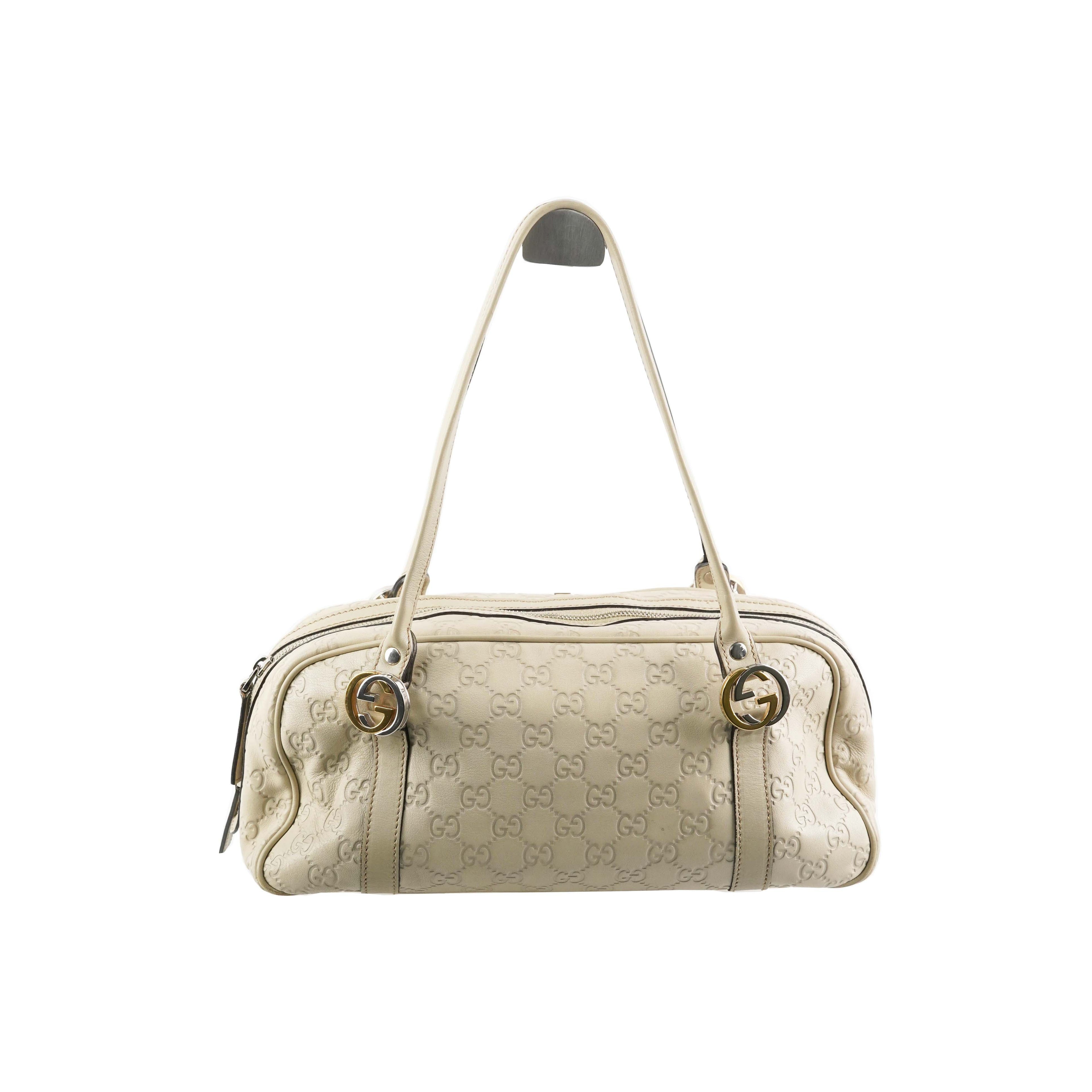 Gucci Guccissima Twin Shoulder Bag Off-White