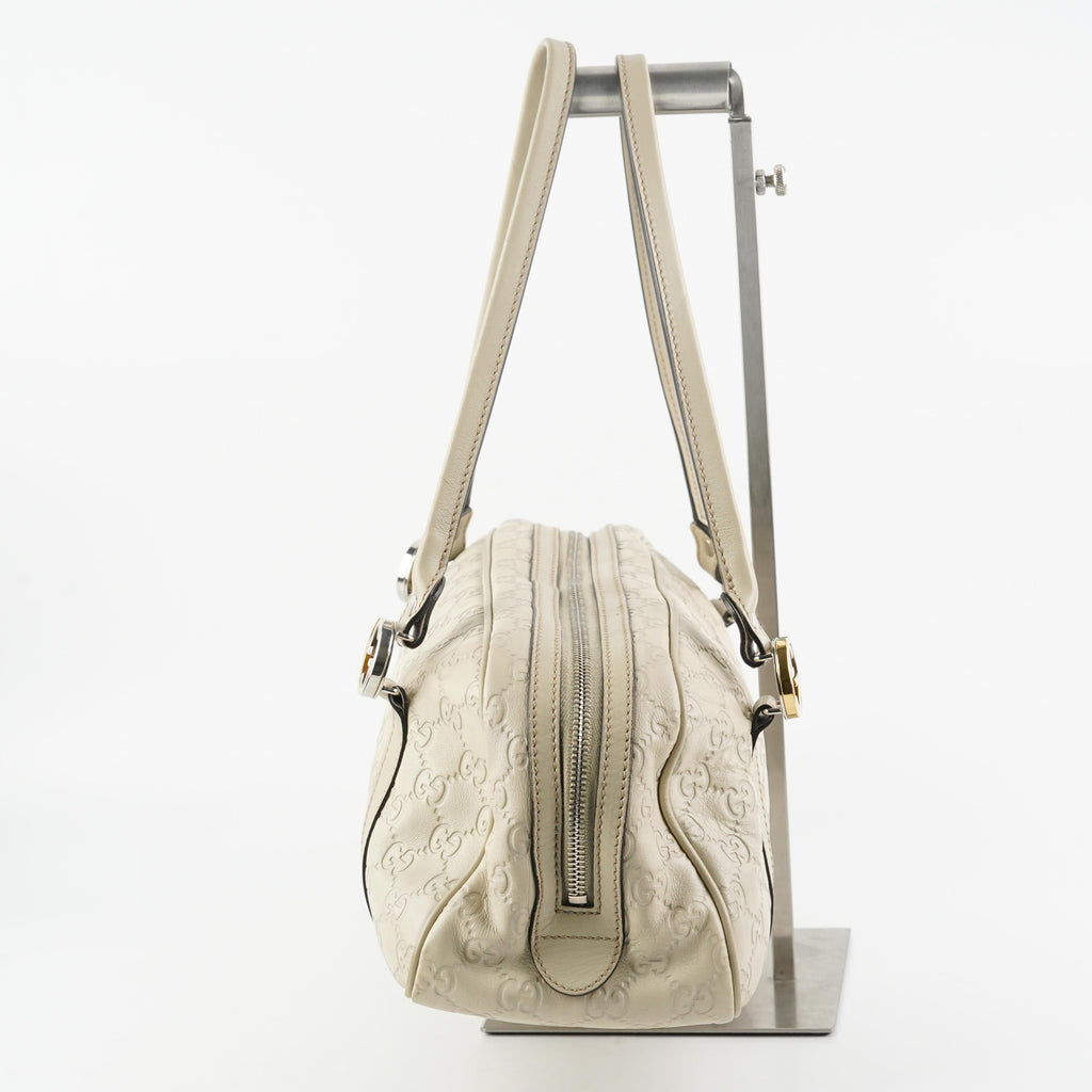 Gucci Guccissima Twin Shoulder Bag Off-White