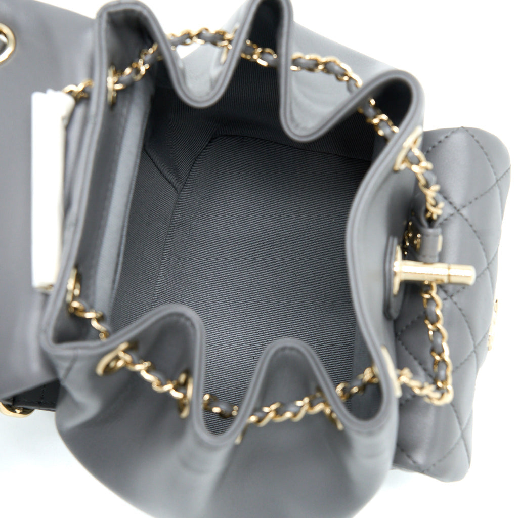 Chanel 22A Mimi Duma Backpack Lambskin Dark Grey L (Microchip)