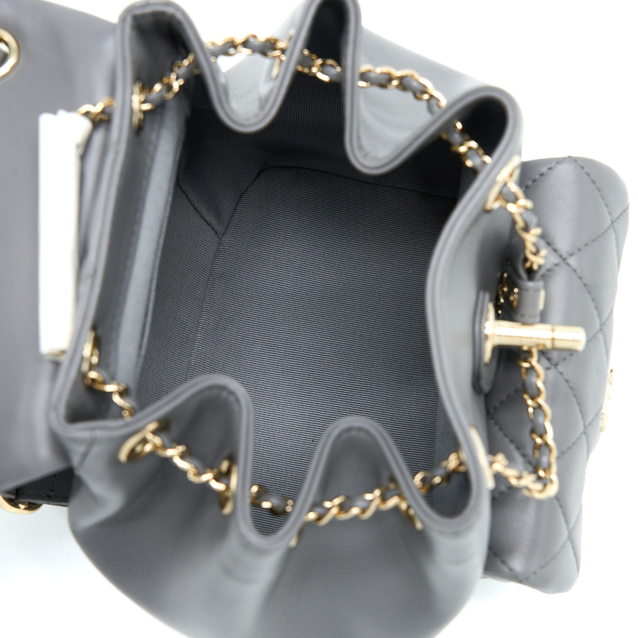 Chanel 22A Mimi Duma Backpack Lambskin Dark Grey L (Microchip)