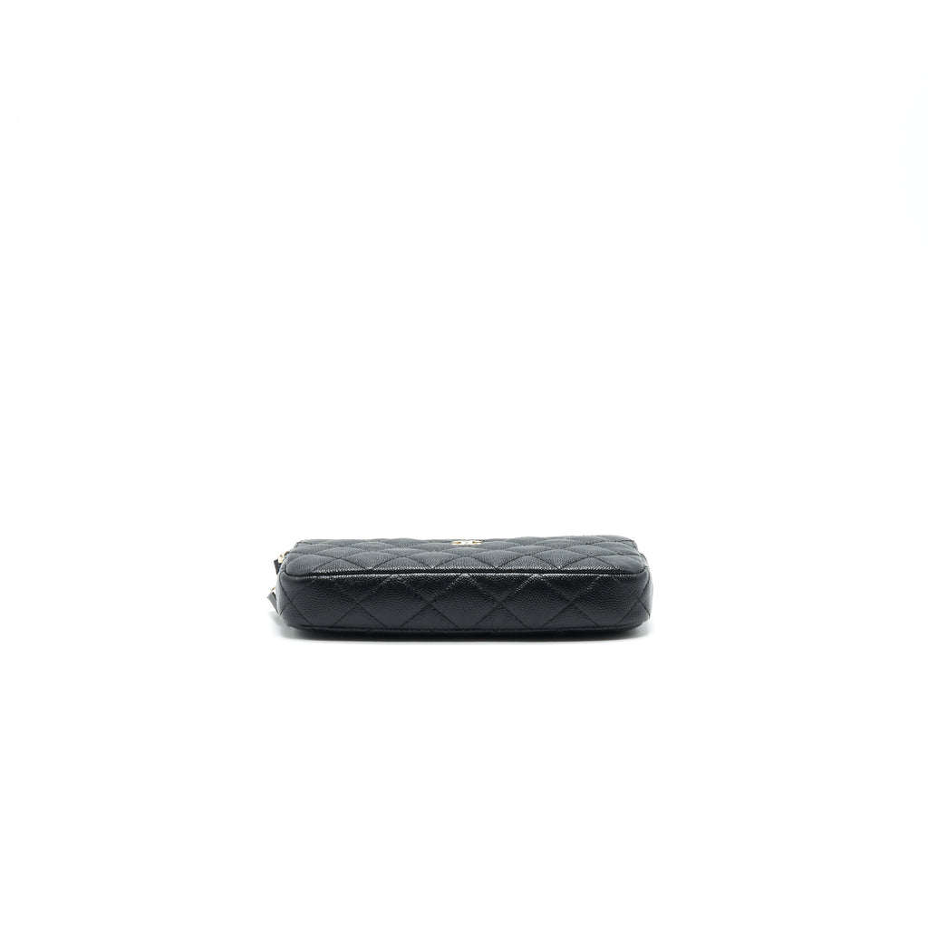 Chanel Double Zip Wallet on Chain Caviar Black L