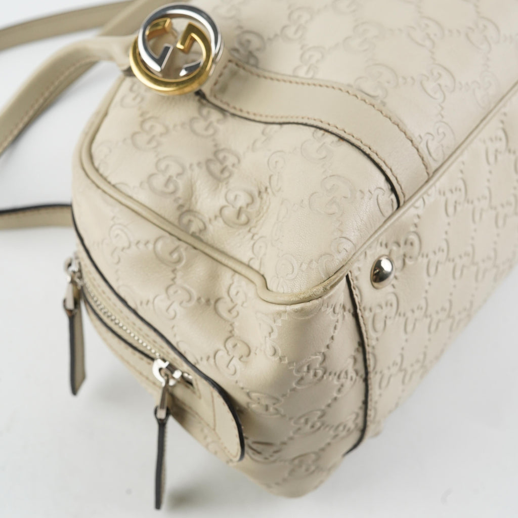 Gucci Guccissima Twin Shoulder Bag Off-White