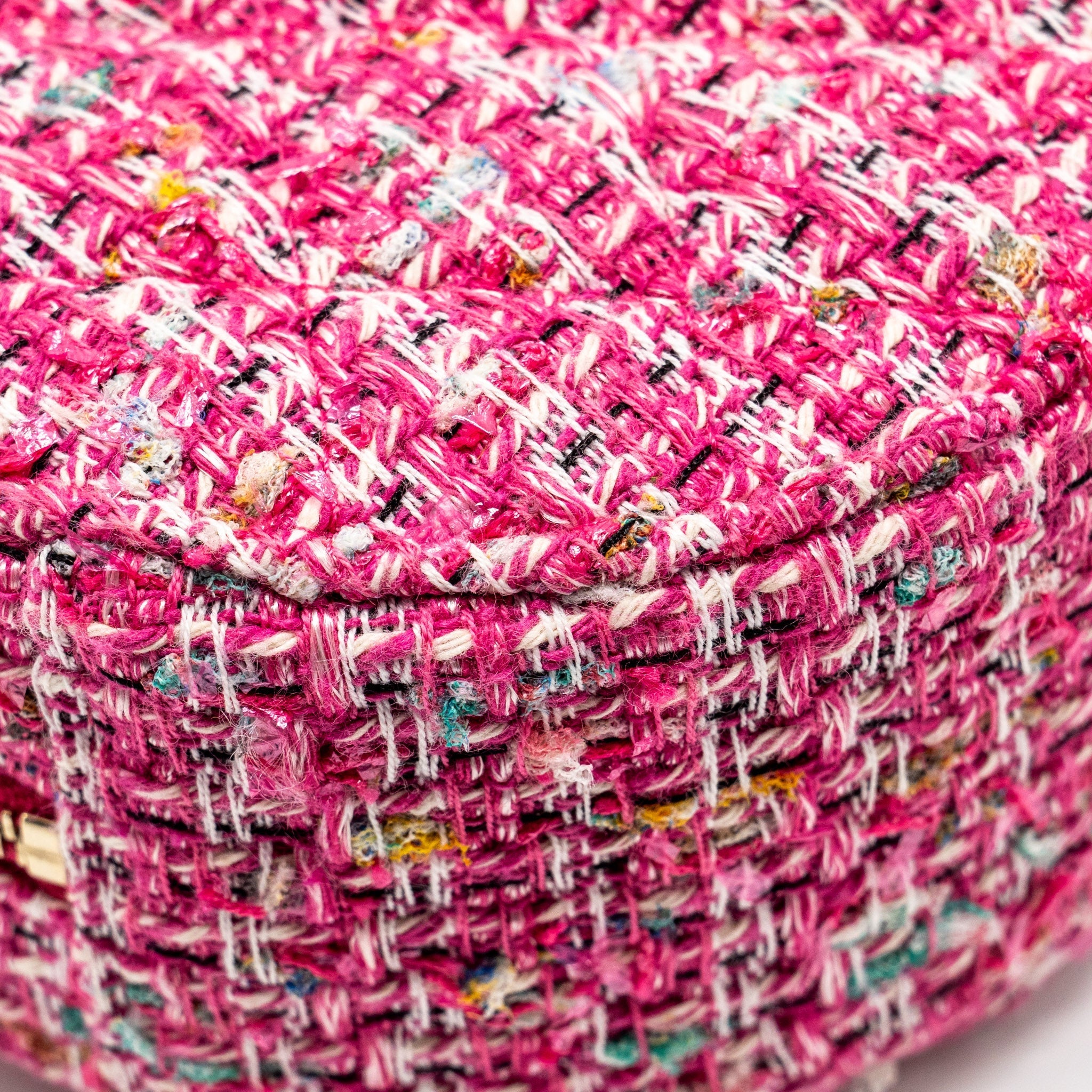 Chanel Round Clutch with Chain Tweed Pink/Multicolour L