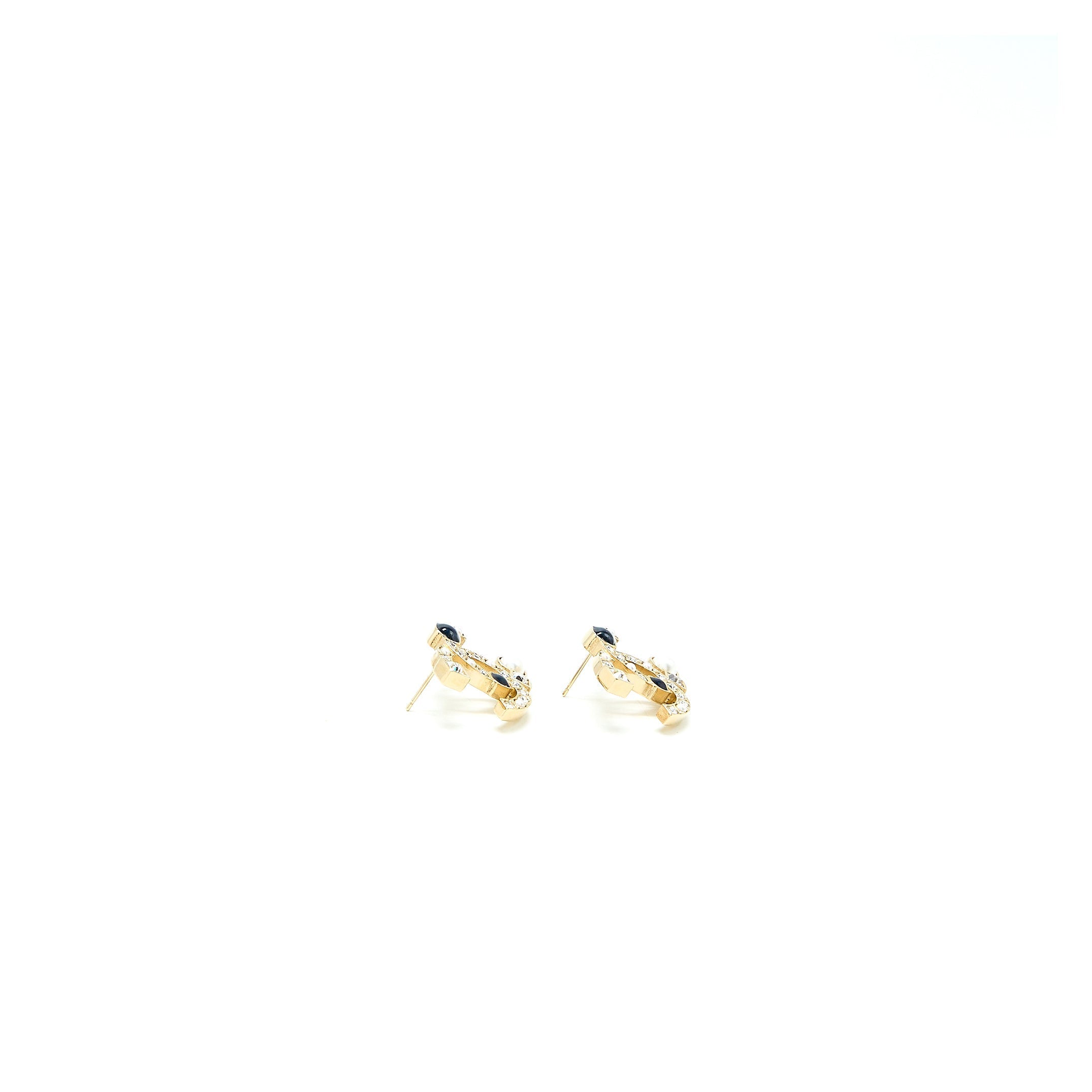Chanel CC Logo Crystal Earrings L