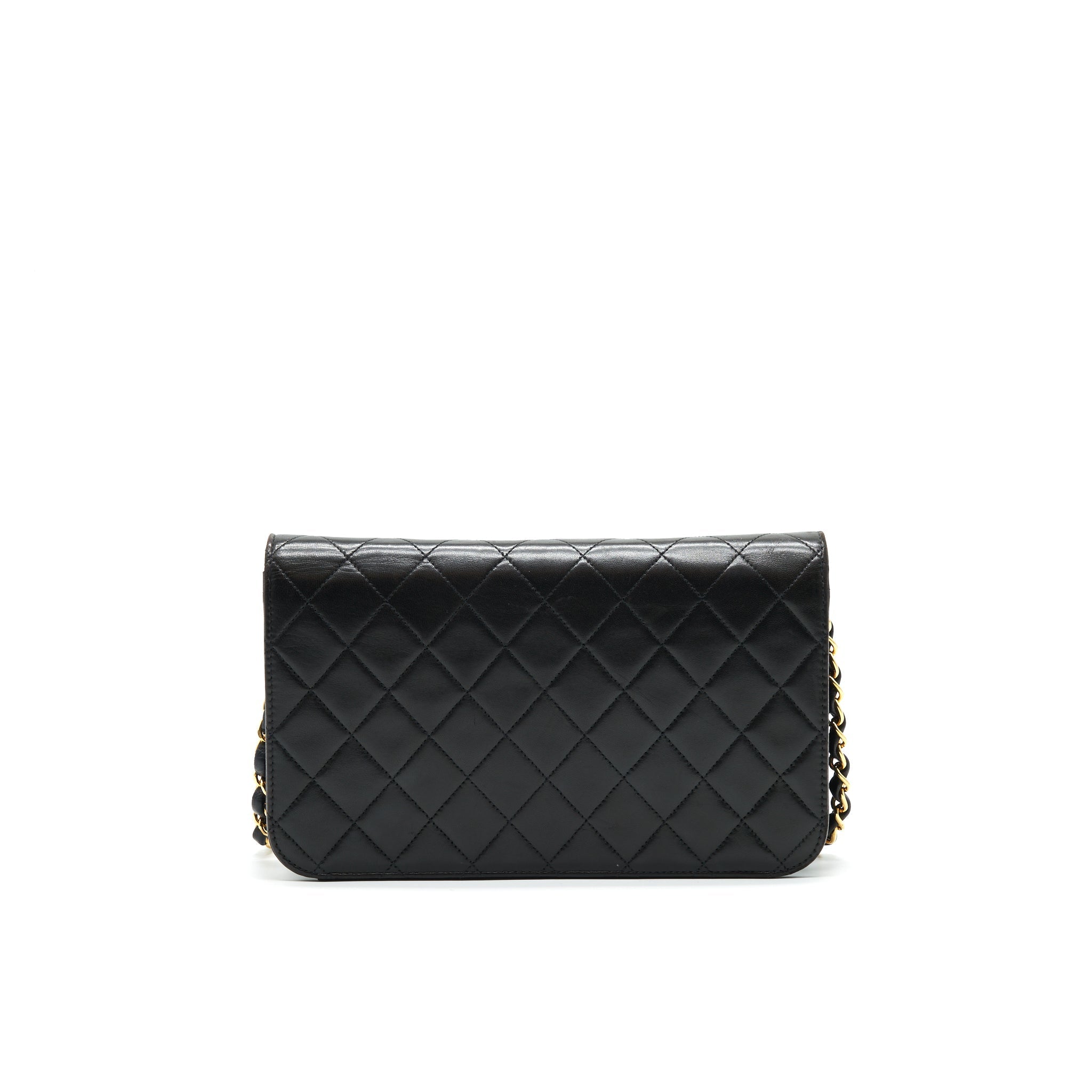 Chanel Vintage Lambskin Flap Bag with Chain Black 24K
