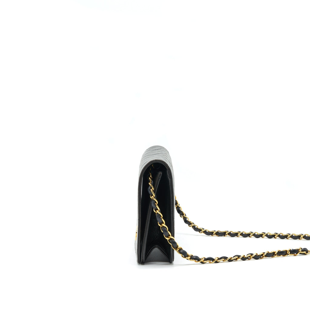 Chanel Vintage Lambskin Flap Bag with Chain Black 24K