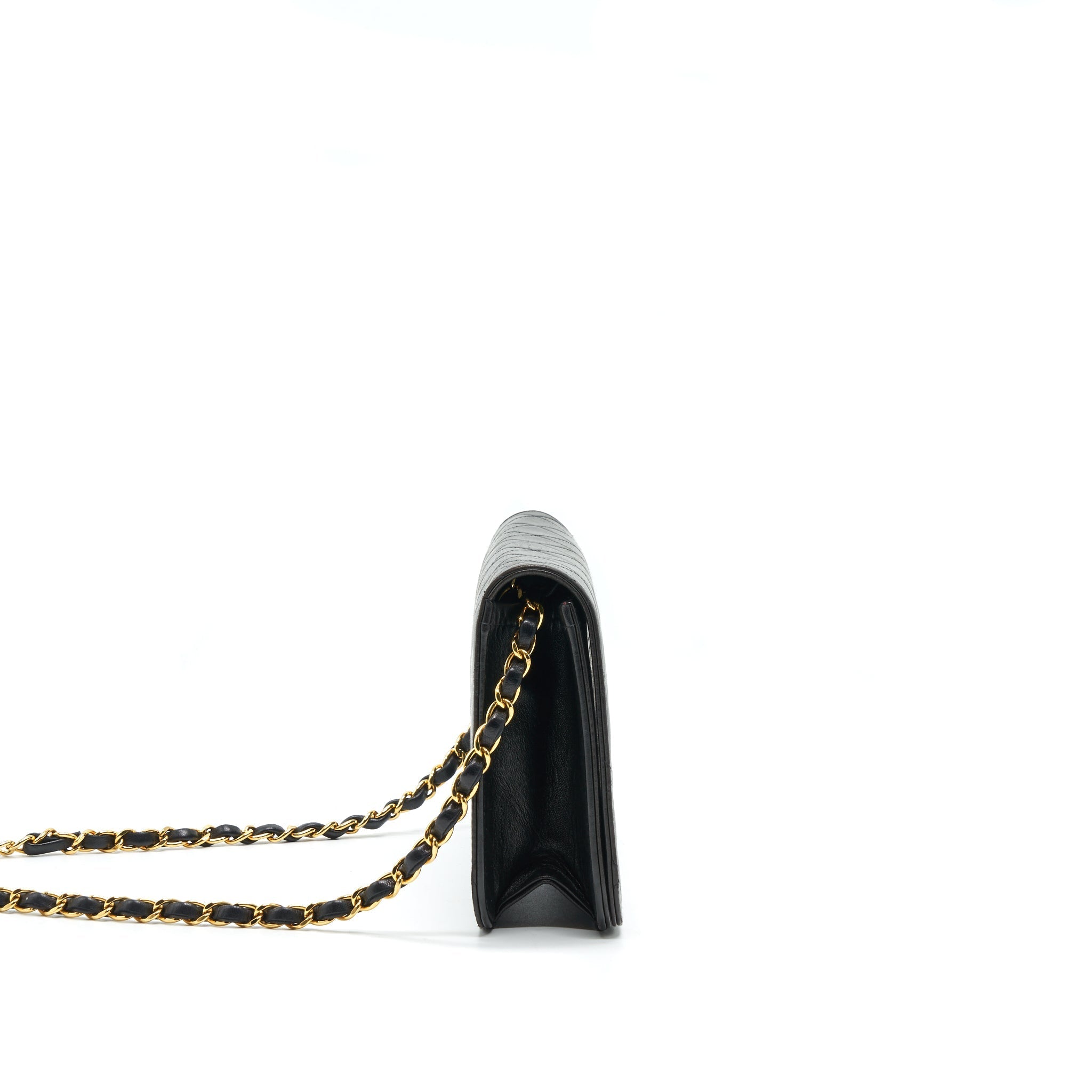 Chanel Vintage Lambskin Flap Bag with Chain Black 24K