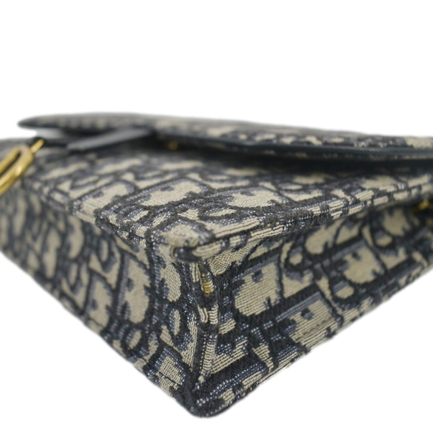 CHRISTIAN DIOR Saddle Oblique Jacquard Pouch Crossbody Bag Navy Blue