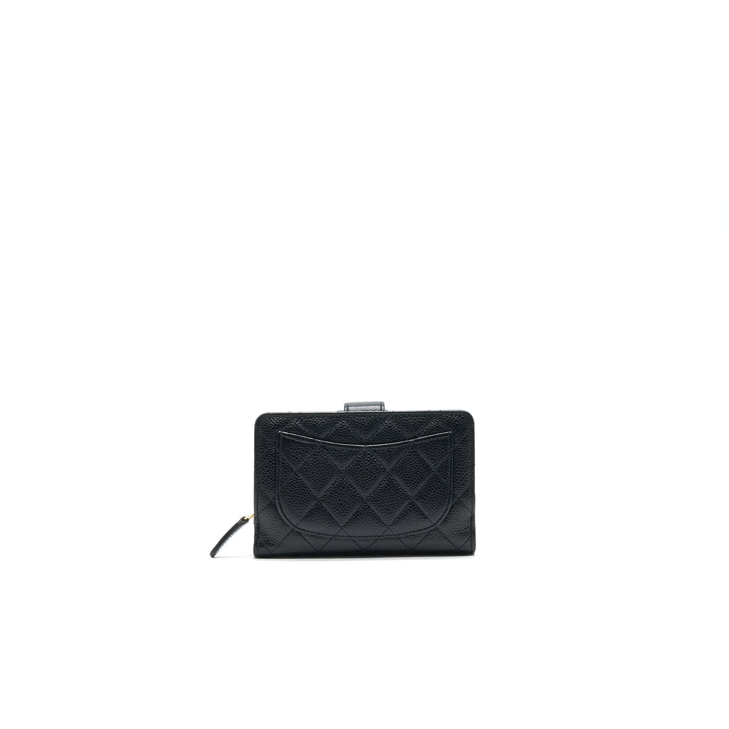 Chanel Quilted CC Bifold Caviar Wallet Black