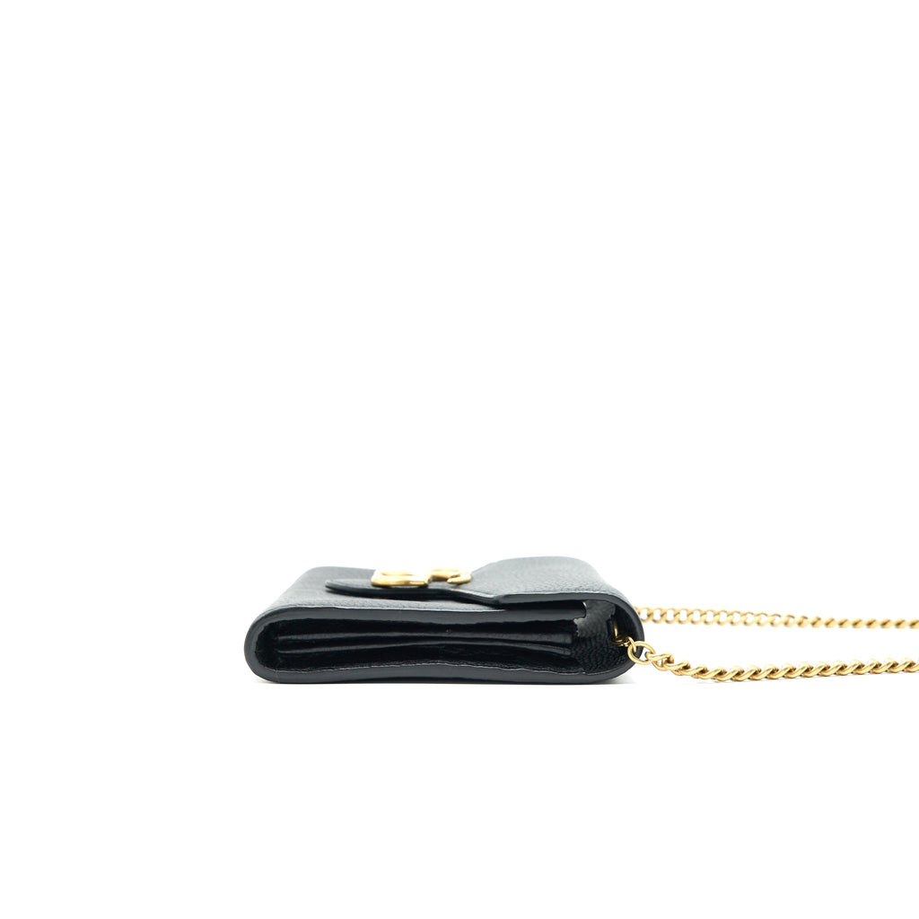 Gucci Grained Calfskin GG Logo Wallet on Chain with