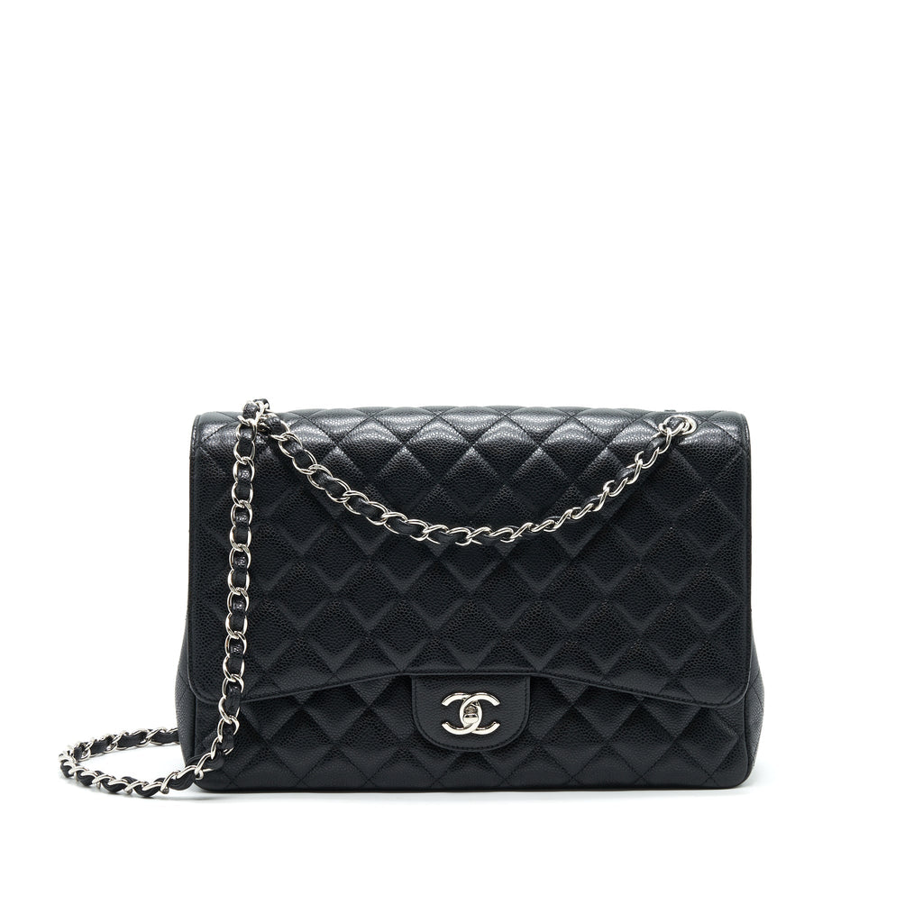 CHANEL CAVIER CLASSIC MAXI SINGLE FLAP BAG BLACK
