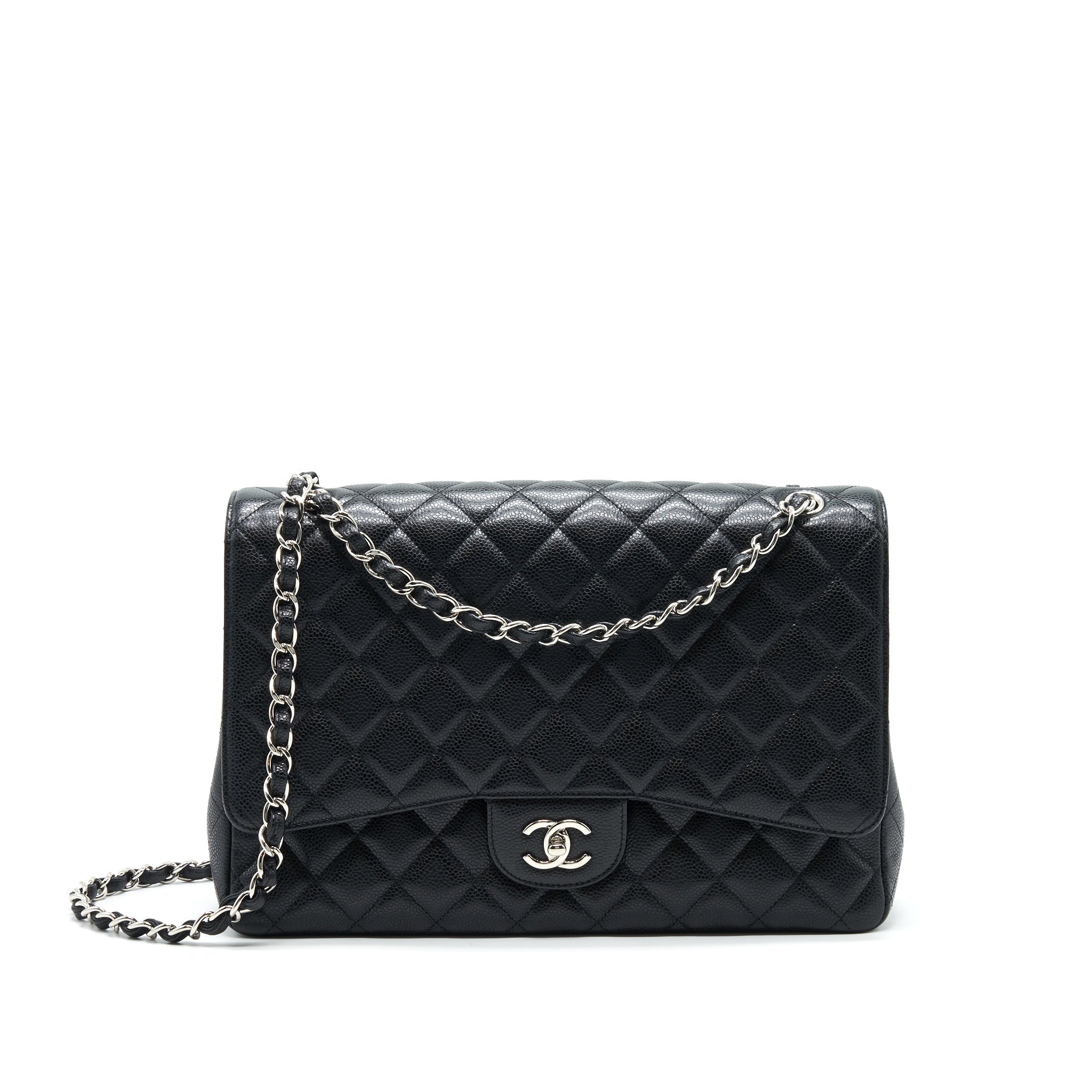 CHANEL CAVIER CLASSIC MAXI SINGLE FLAP BAG BLACK