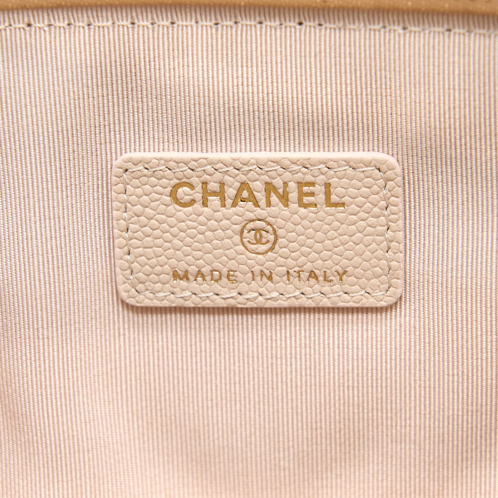 Chanel Clutch Chevron Caviar Beige