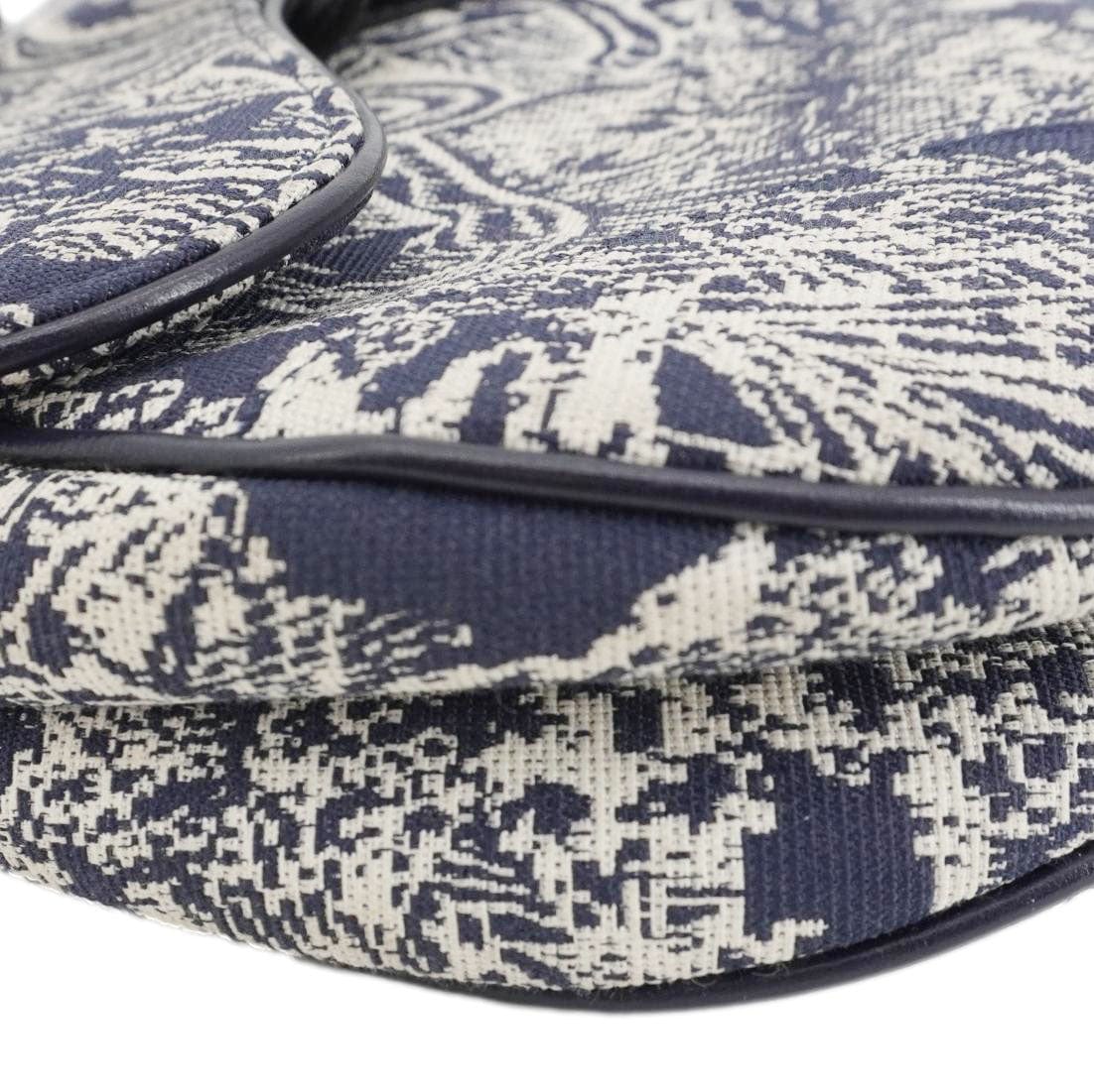 CHRISTIAN DIOR Saddle Reverse Embroidered Toile Hobo Bag Blue