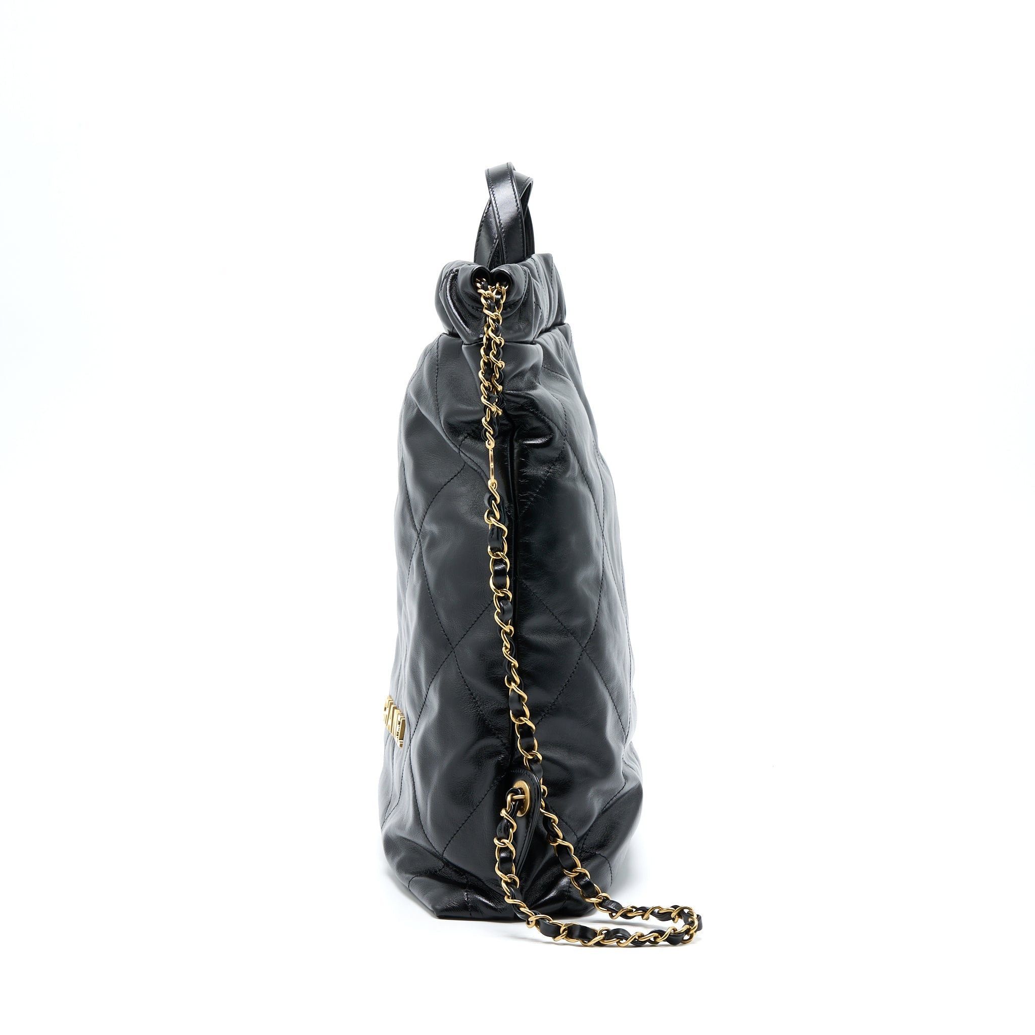 Chanel 22 Backpack Shiny Calfskin Black Brushed  (Microchip)