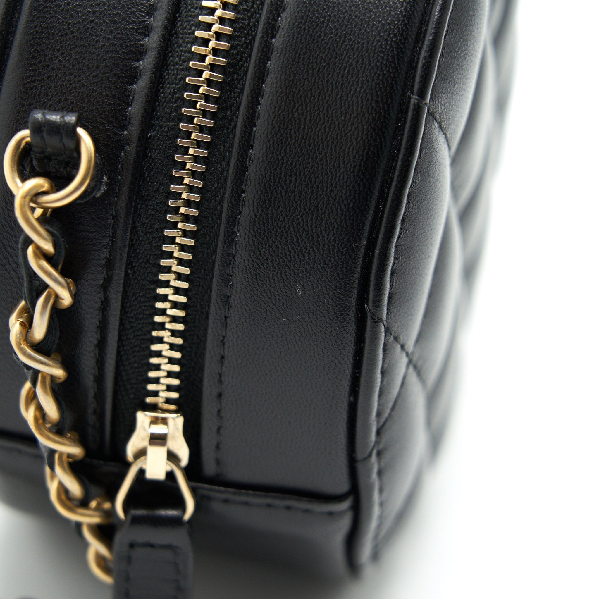 Chanel Round Clutch with Chain Black Brushed