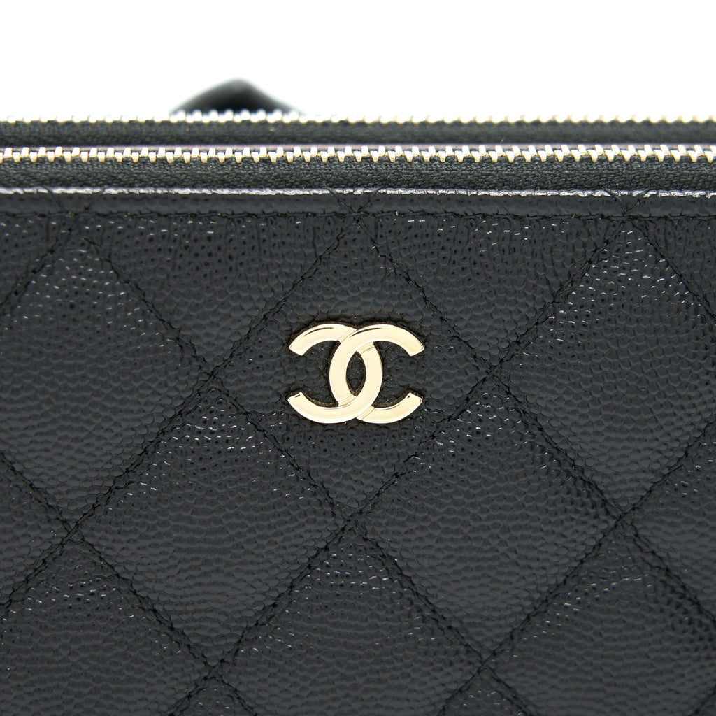 Chanel Double Zip Wallet on Chain Caviar Black L