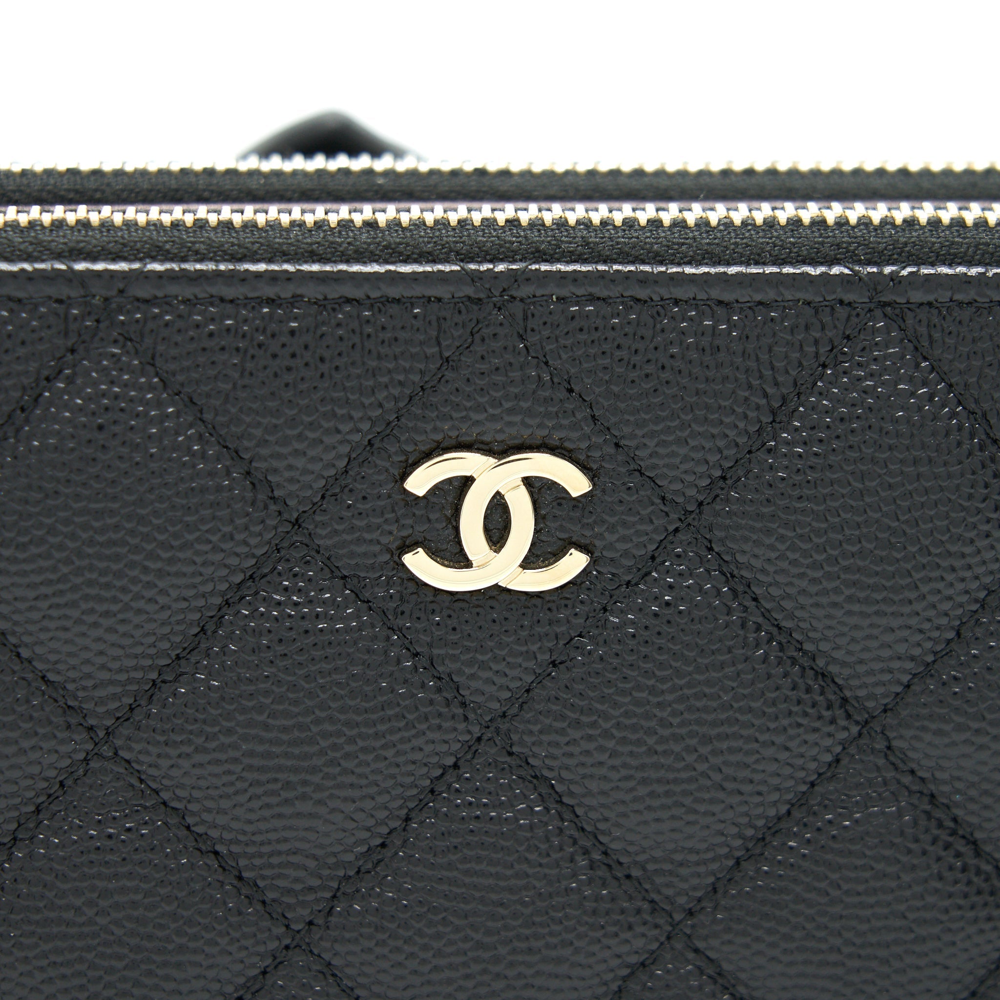 Chanel Double Zip Wallet on Chain Caviar Black L