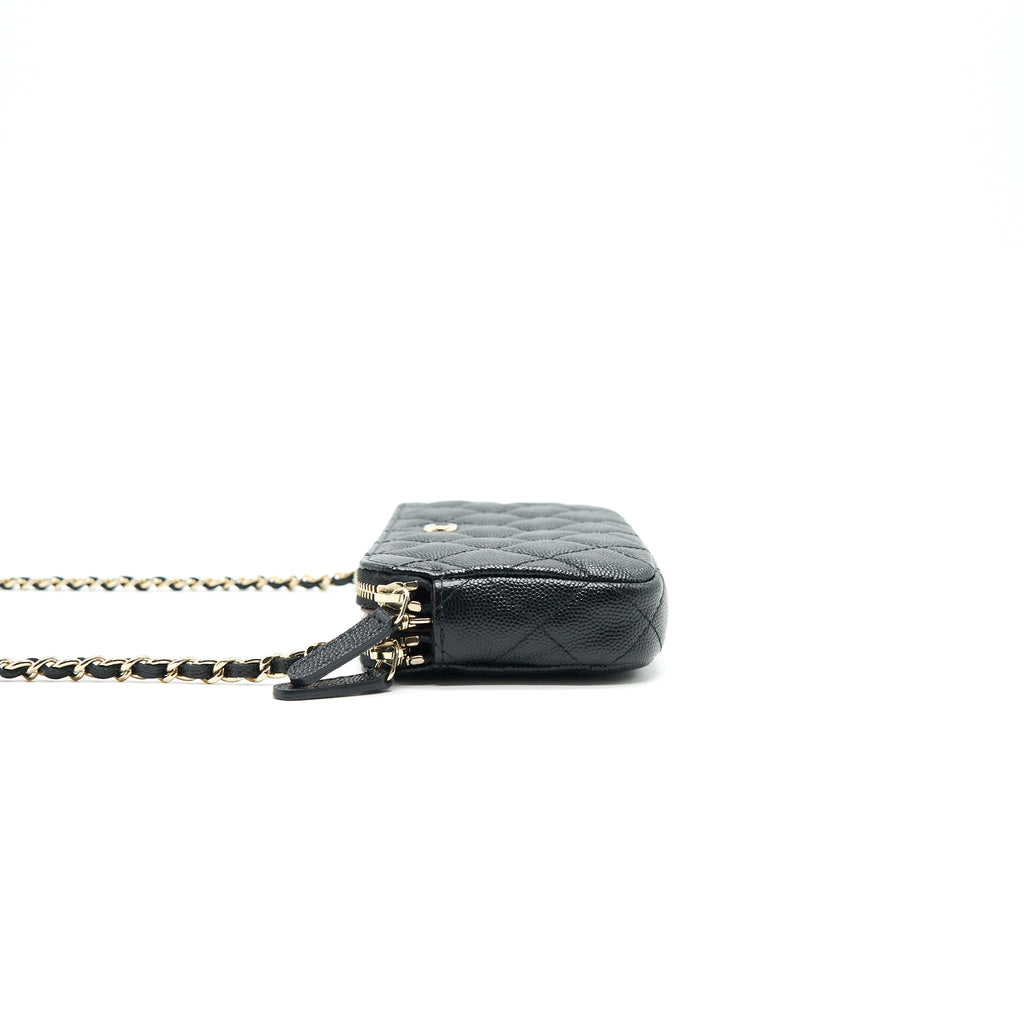 Chanel Double Zip Wallet on Chain Caviar Black L