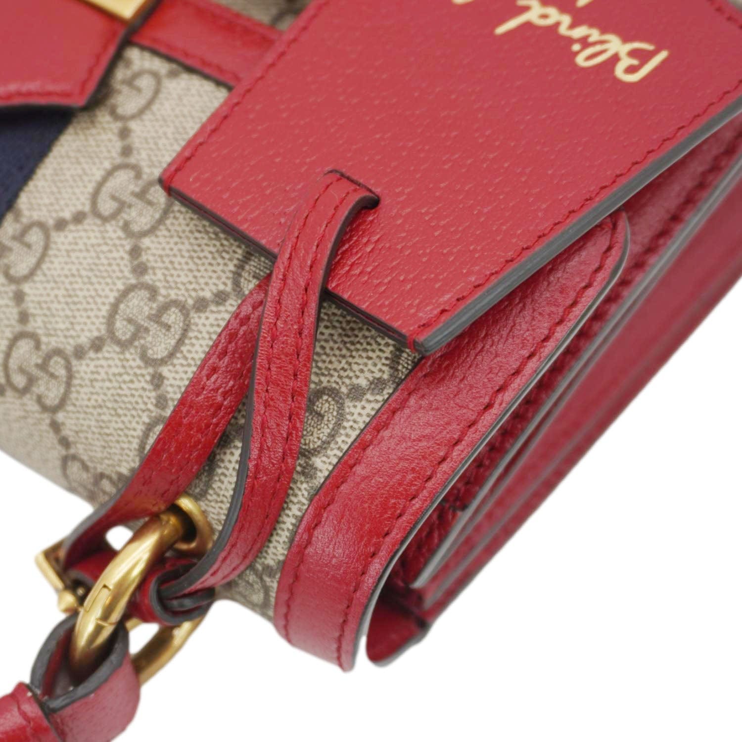 GUCCI Queen Margaret Bee GG Supreme Canvas Shoulder Bag Red 476541