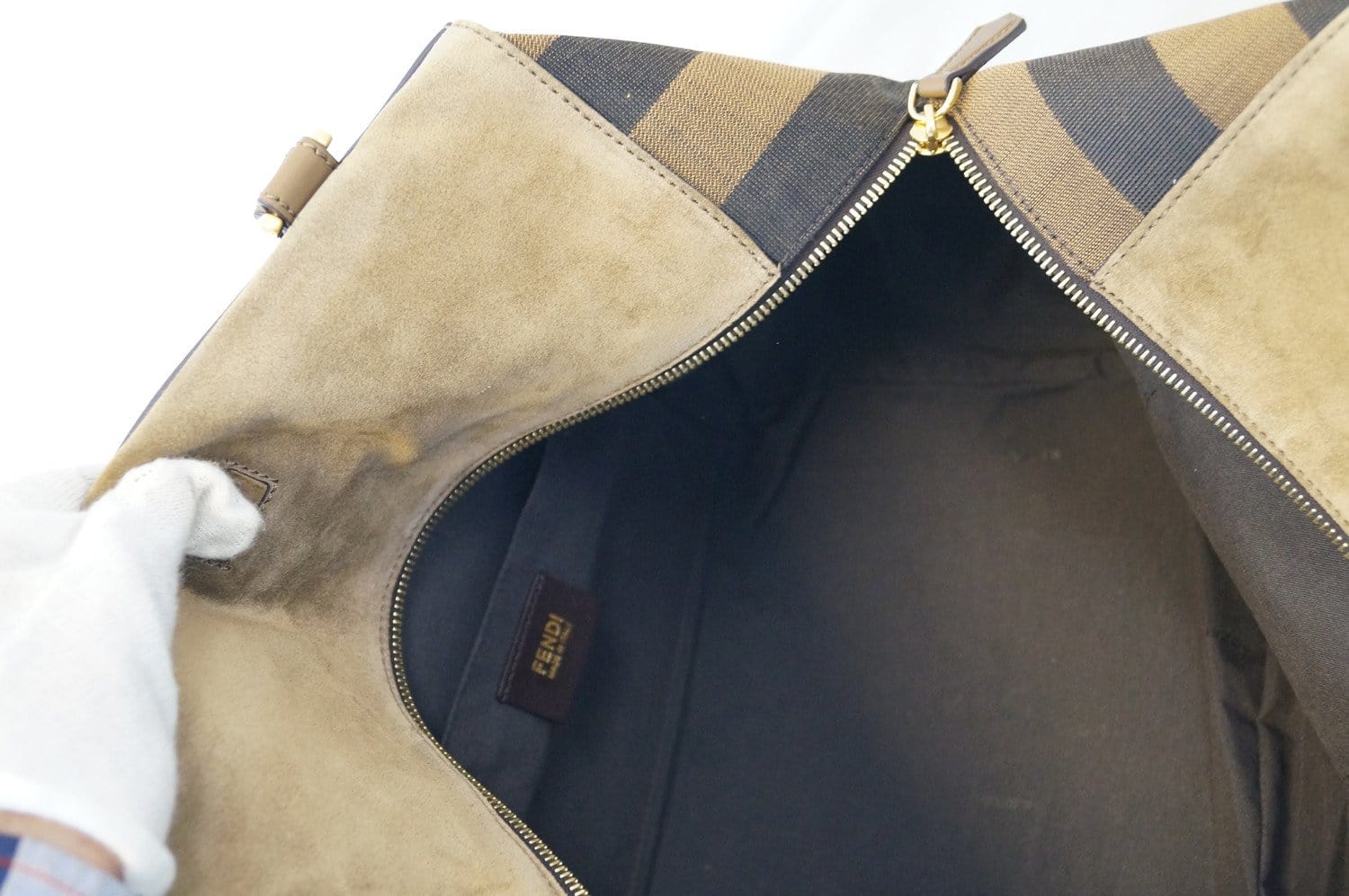 Fendi Pecan Canvas Leather Black/Brown Shoulder Bag