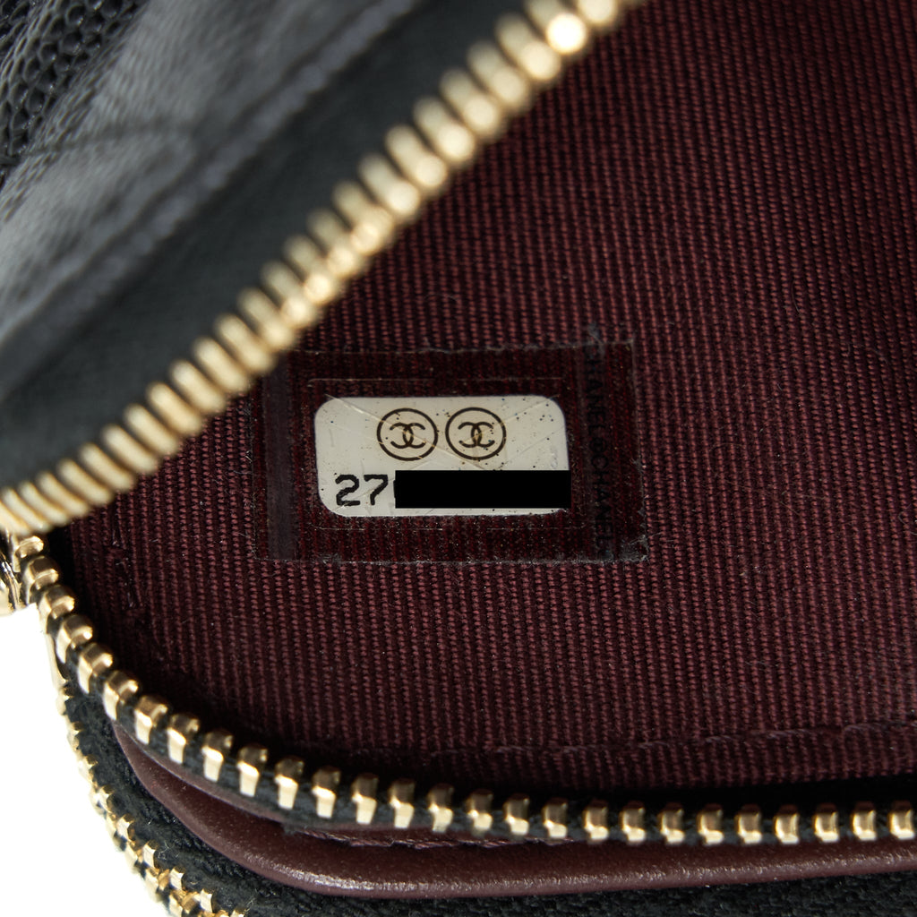 Chanel Double Zip Wallet on Chain Caviar Black L