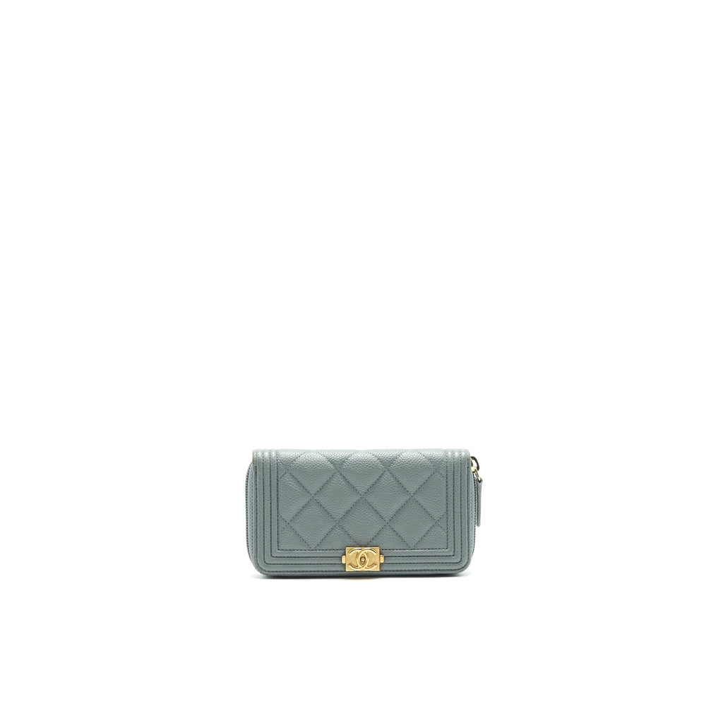 Chanel Caviar small Zip Wallet Grey