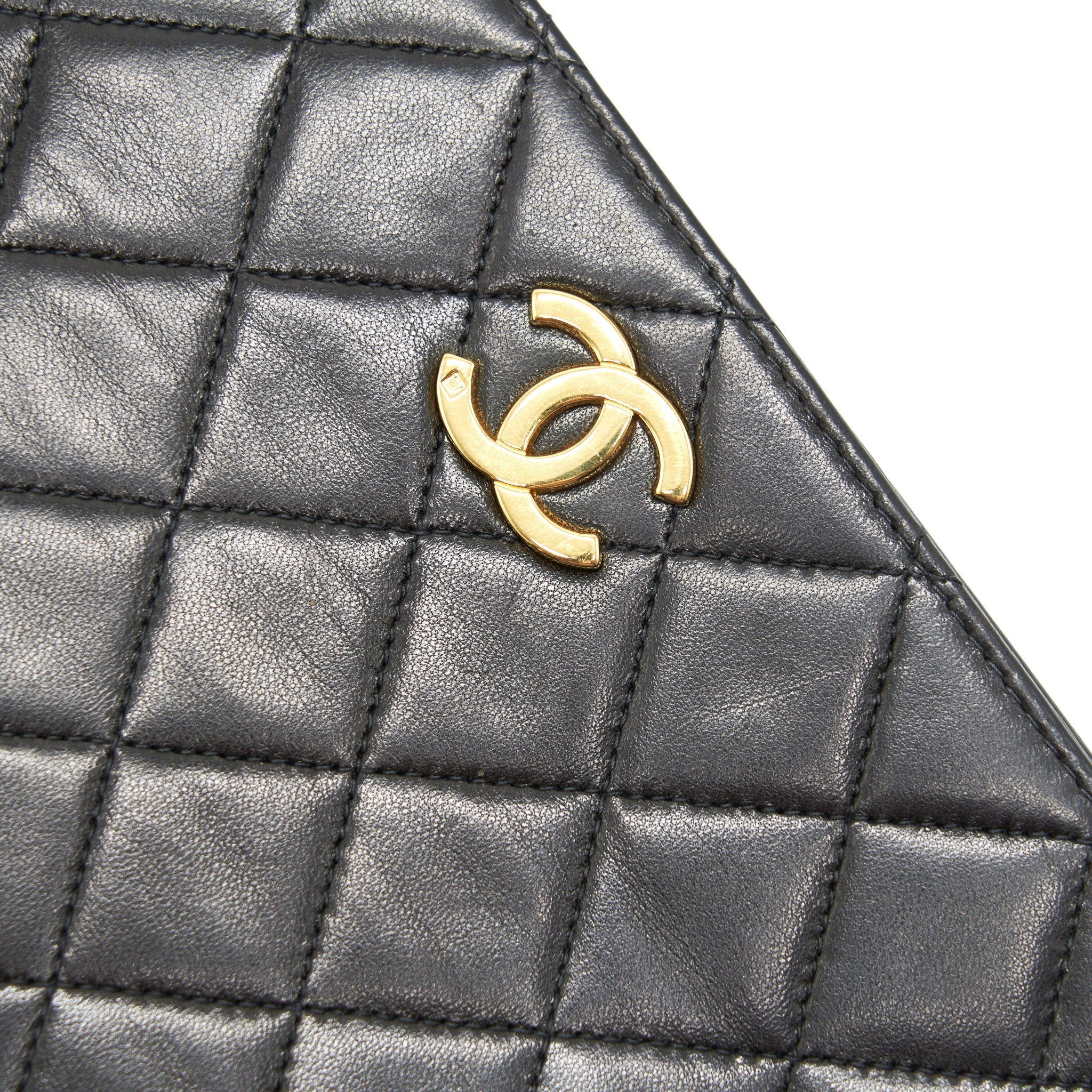 Chanel Vintage Lambskin Flap Bag with Chain Black 24K