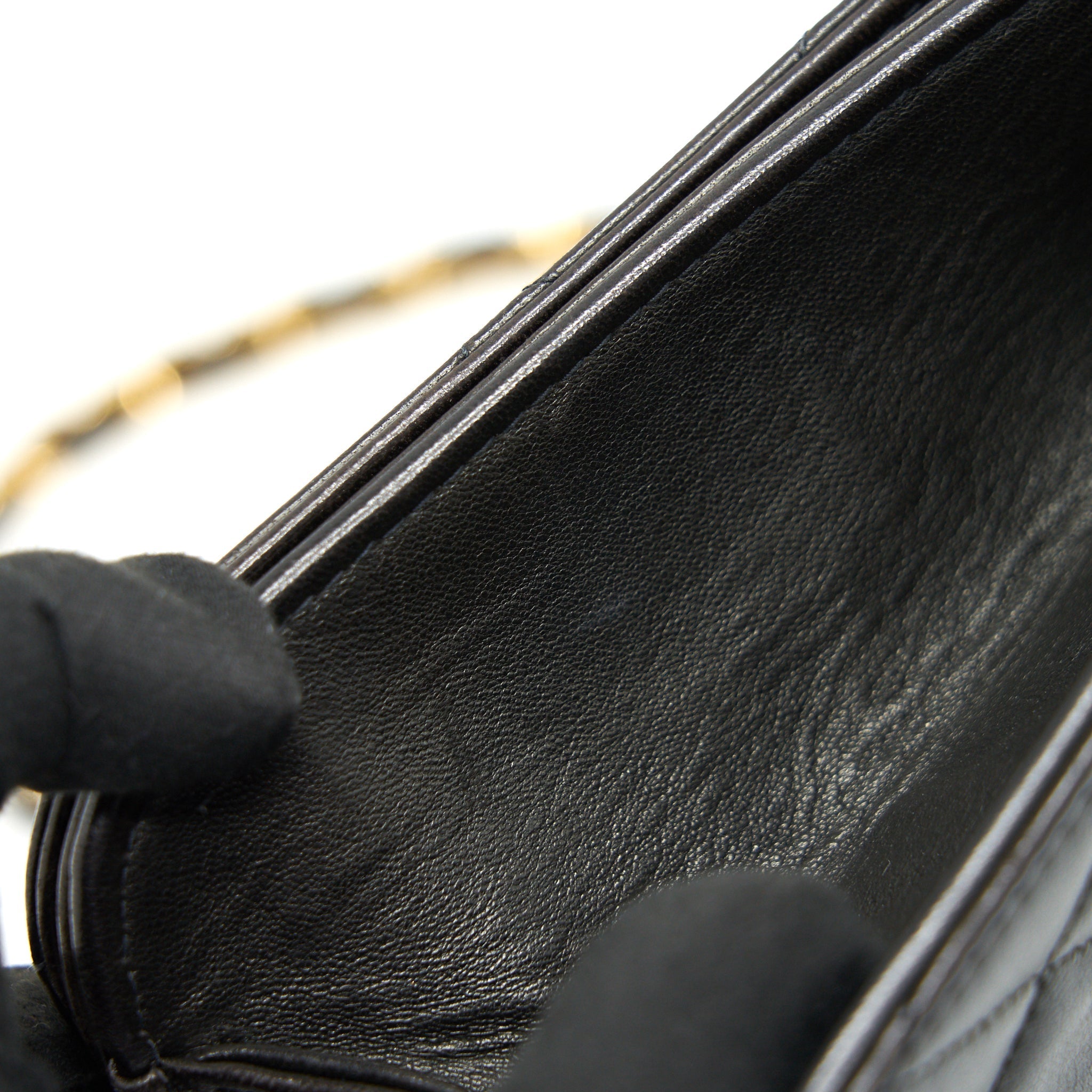 Chanel Vintage Lambskin Flap Bag with Chain Black 24K