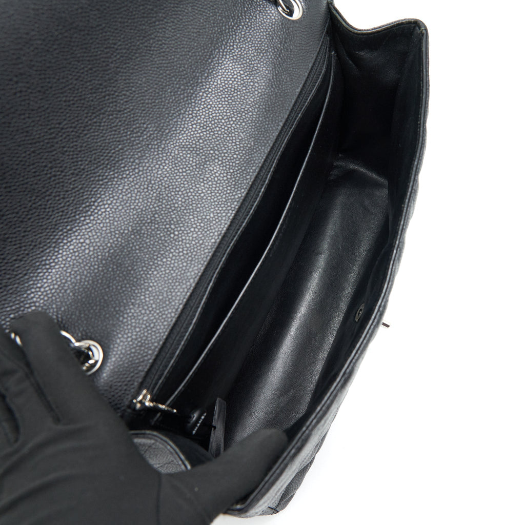 CHANEL CAVIER CLASSIC MAXI SINGLE FLAP BAG BLACK