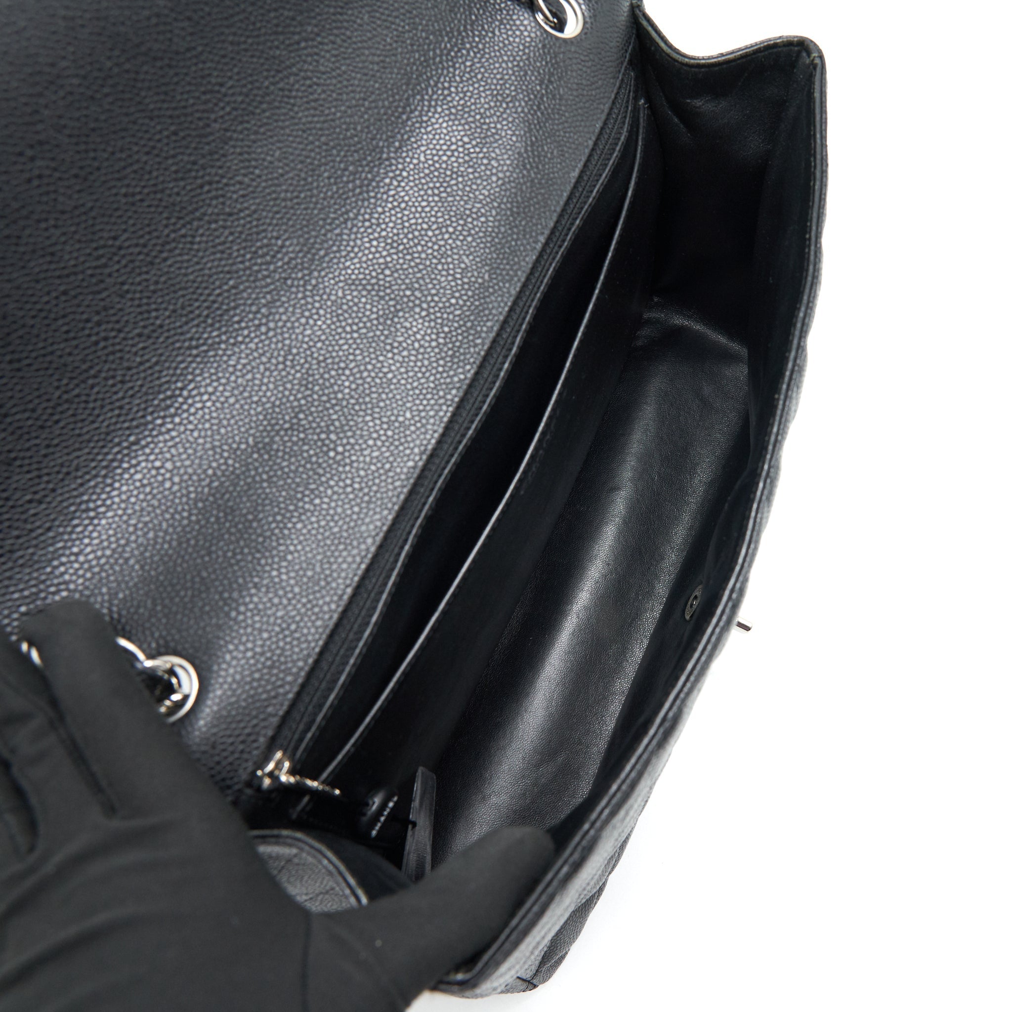 CHANEL CAVIER CLASSIC MAXI SINGLE FLAP BAG BLACK