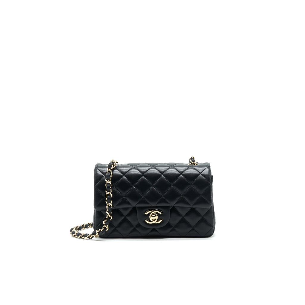 Chanel Mini Rectangular Flap Bag Black L LAMBSKIN