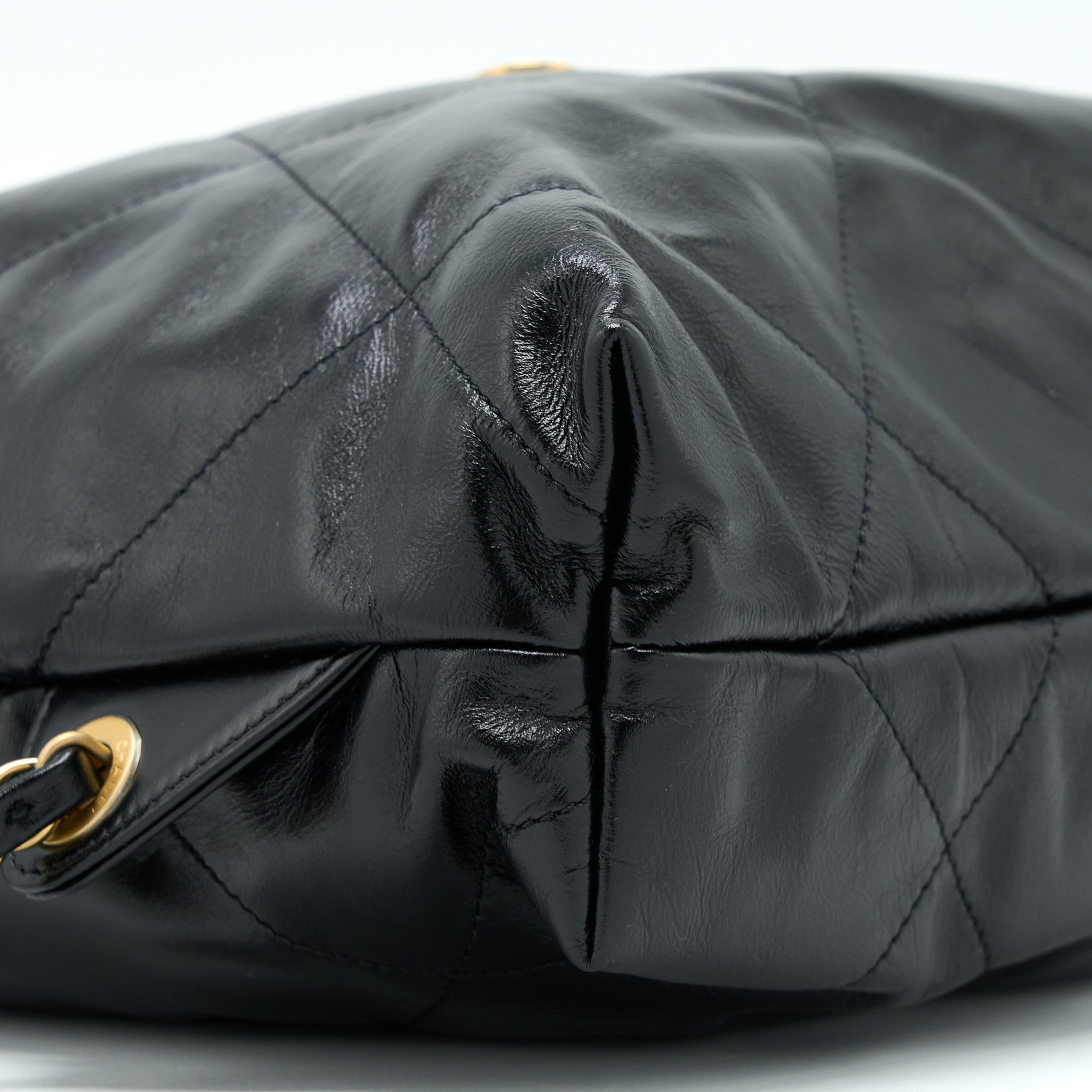 Chanel 22 Backpack Shiny Calfskin Black Brushed  (Microchip)