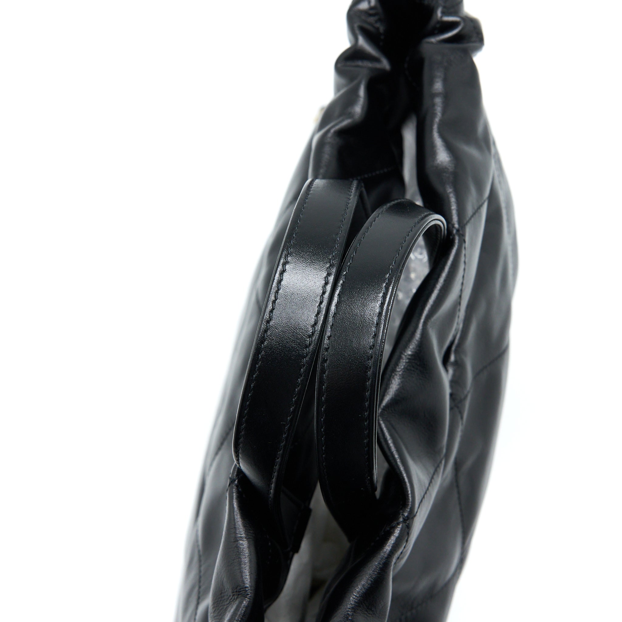 Chanel 22 Backpack Shiny Calfskin Black Brushed  (Microchip)