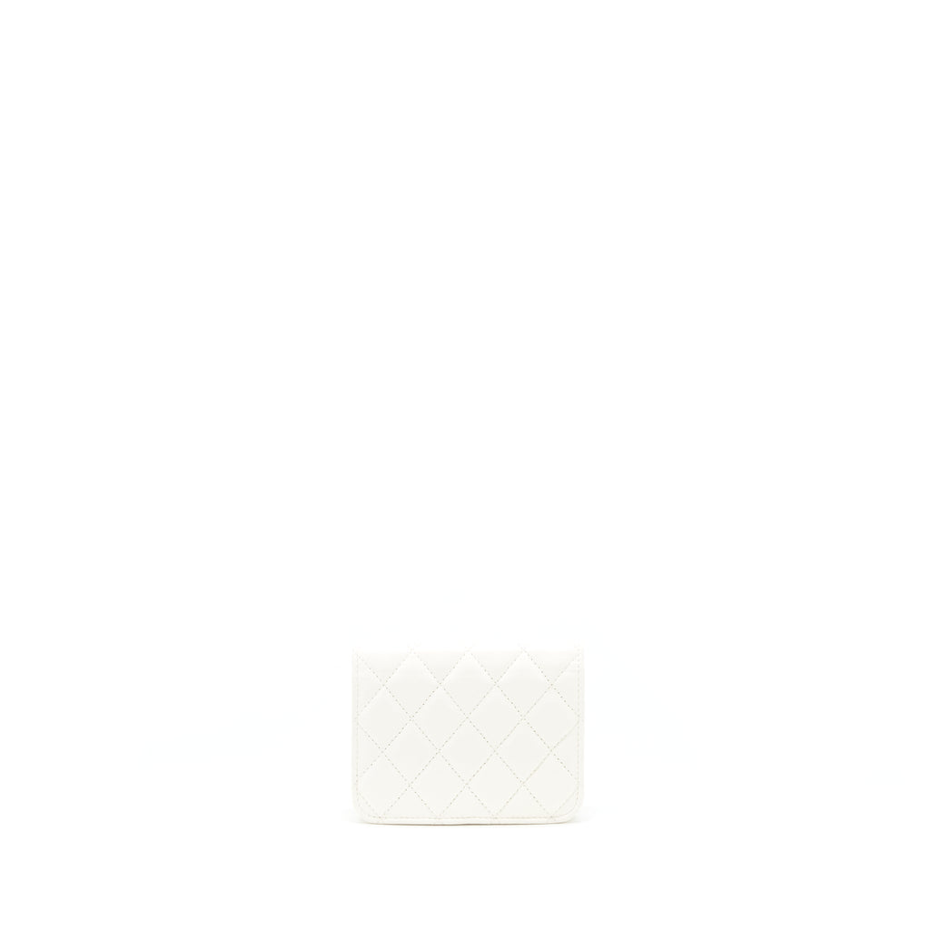Chanel 21b Pearl crush mini flap bag with chain/belt bag white