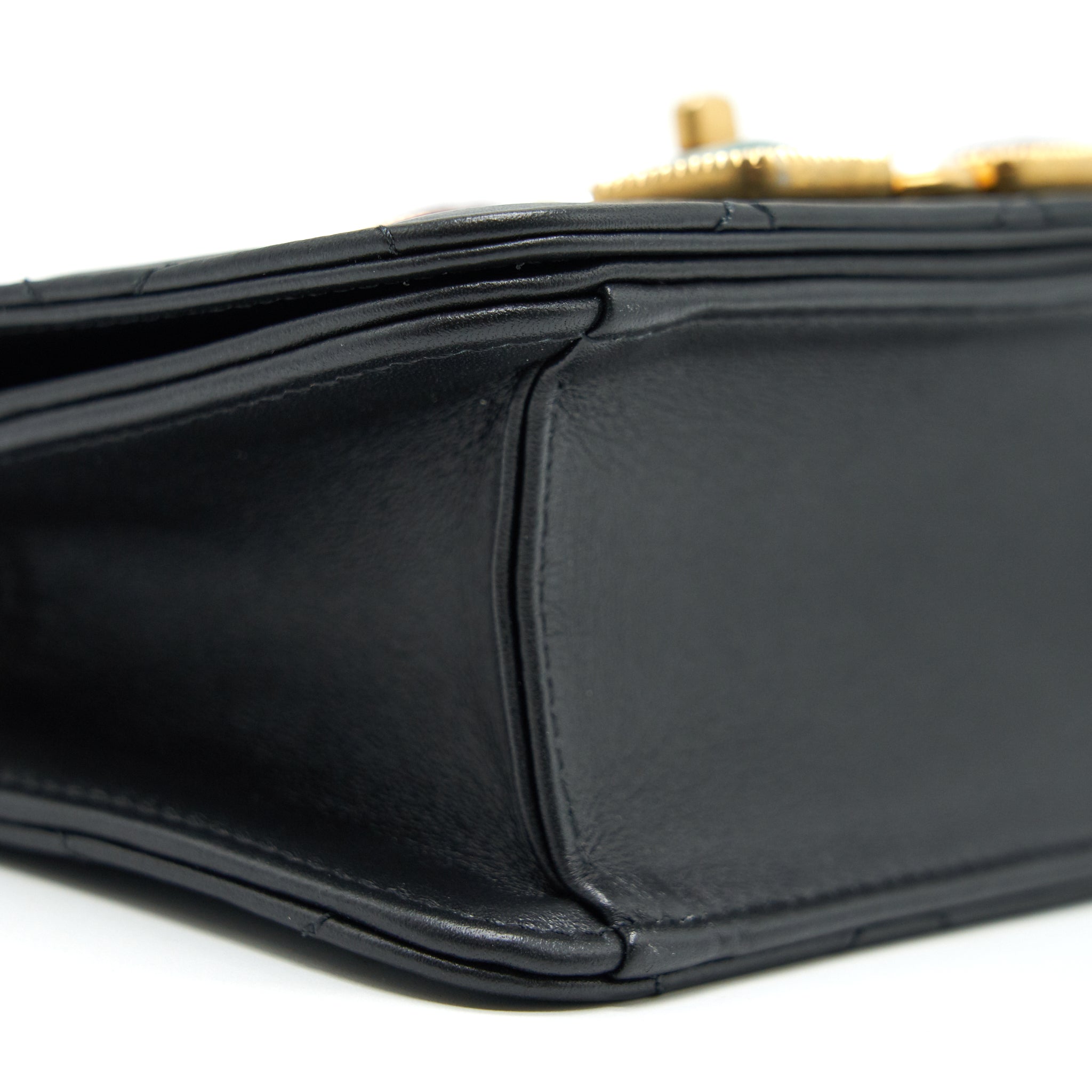 Chanel Small Flap Bag with Calfskin, Pearl , Resin Black