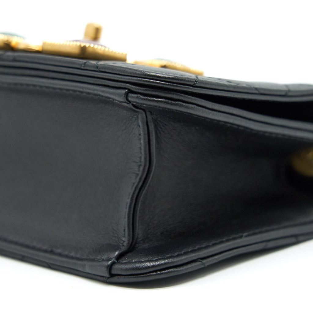 Chanel Small Flap Bag with Calfskin, Pearl , Resin Black