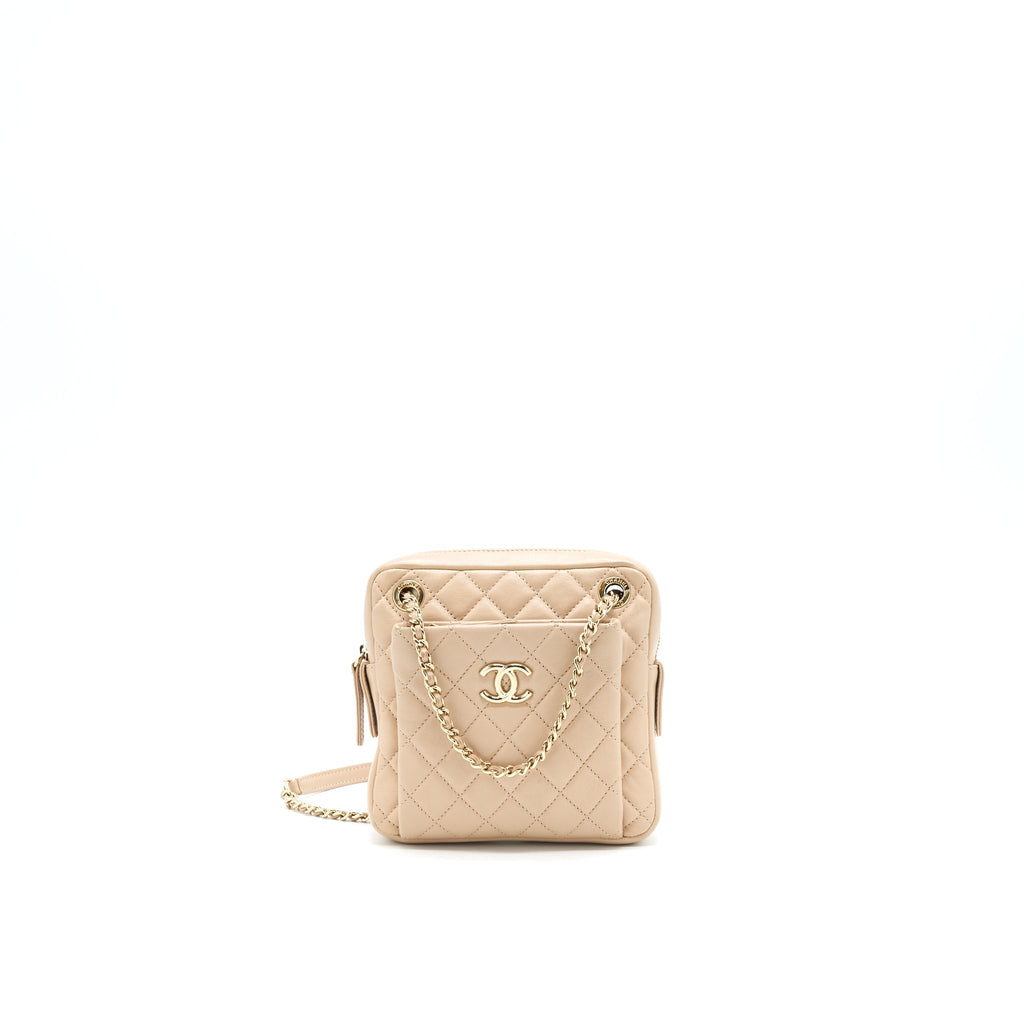 Chanel Quilted Chain Shoulder Bag/ Crossbody Bag beige L