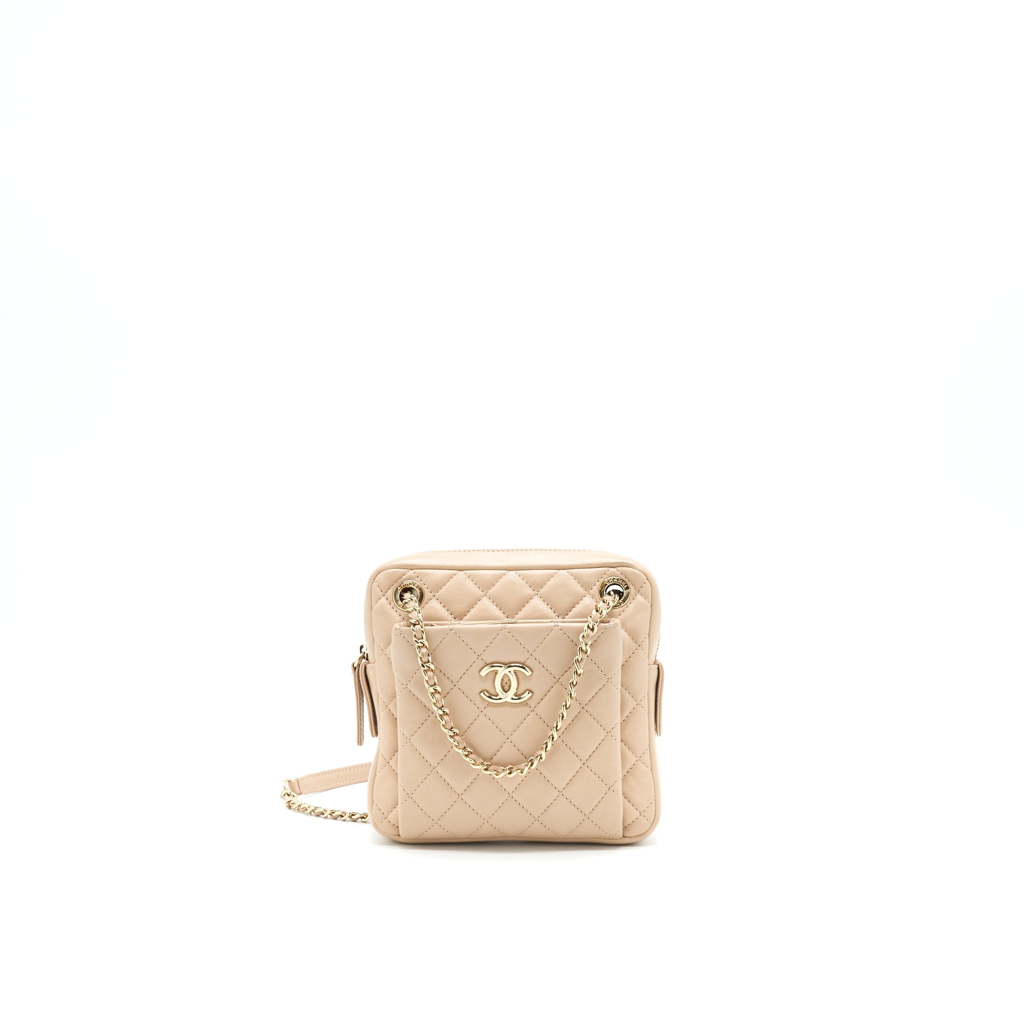 Chanel Quilted Chain Shoulder Bag/ Crossbody Bag beige L